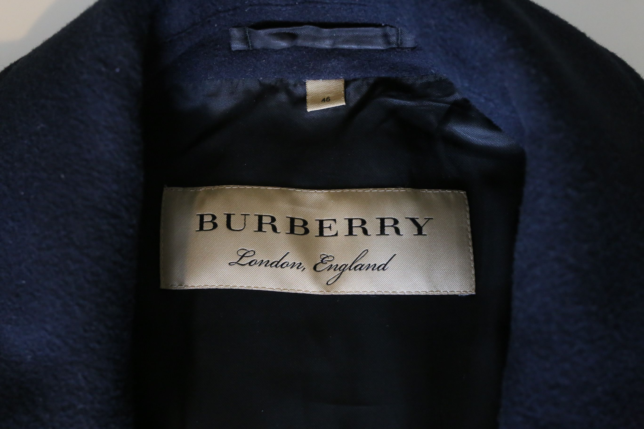 Burberry Men's Navy Wool-Cashmere Pea Coat LIKE NEW Size US S / EU 44-46 / 1 - 4 Thumbnail