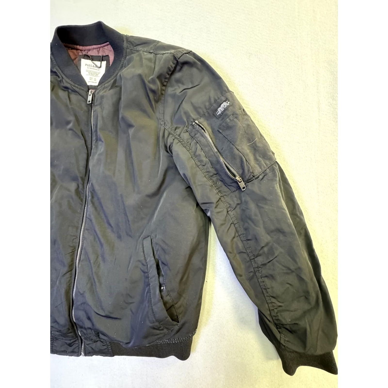 Vintage Pull&Bear Bomber Jacket Mens XL Black Full Zip Pockets Insulated Lined Winter Size US XL / EU 56 / 4 - 2 Thumbnail