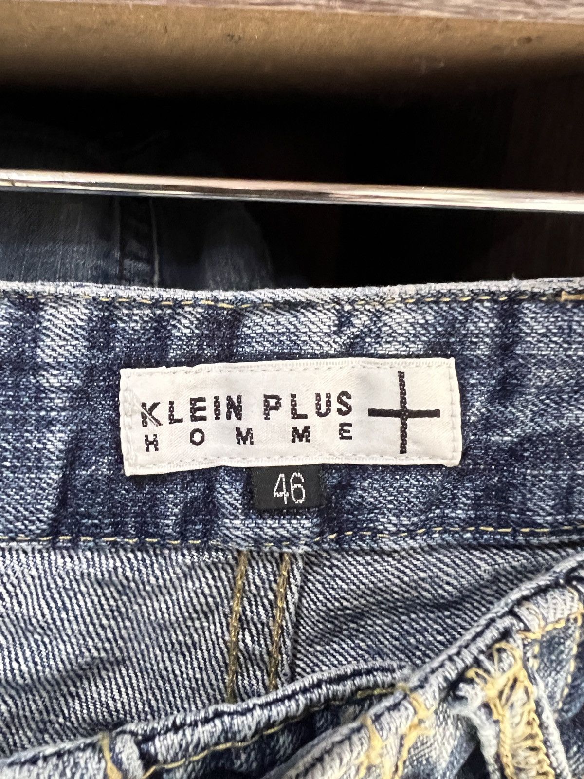 Michel Klein 🔥Klein Plus Homme Distressed Denim With Buckle Back Size US 33 - 16 Thumbnail