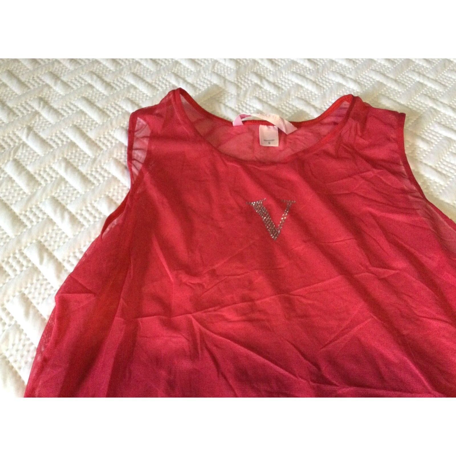 Victoria's Secret VINTAGE Victoria's Secret 90s Sheer Red Tank Top Sleeveless Rhinestone Women’s Size S Size S / US 4 / IT 40 - 2 Thumbnail