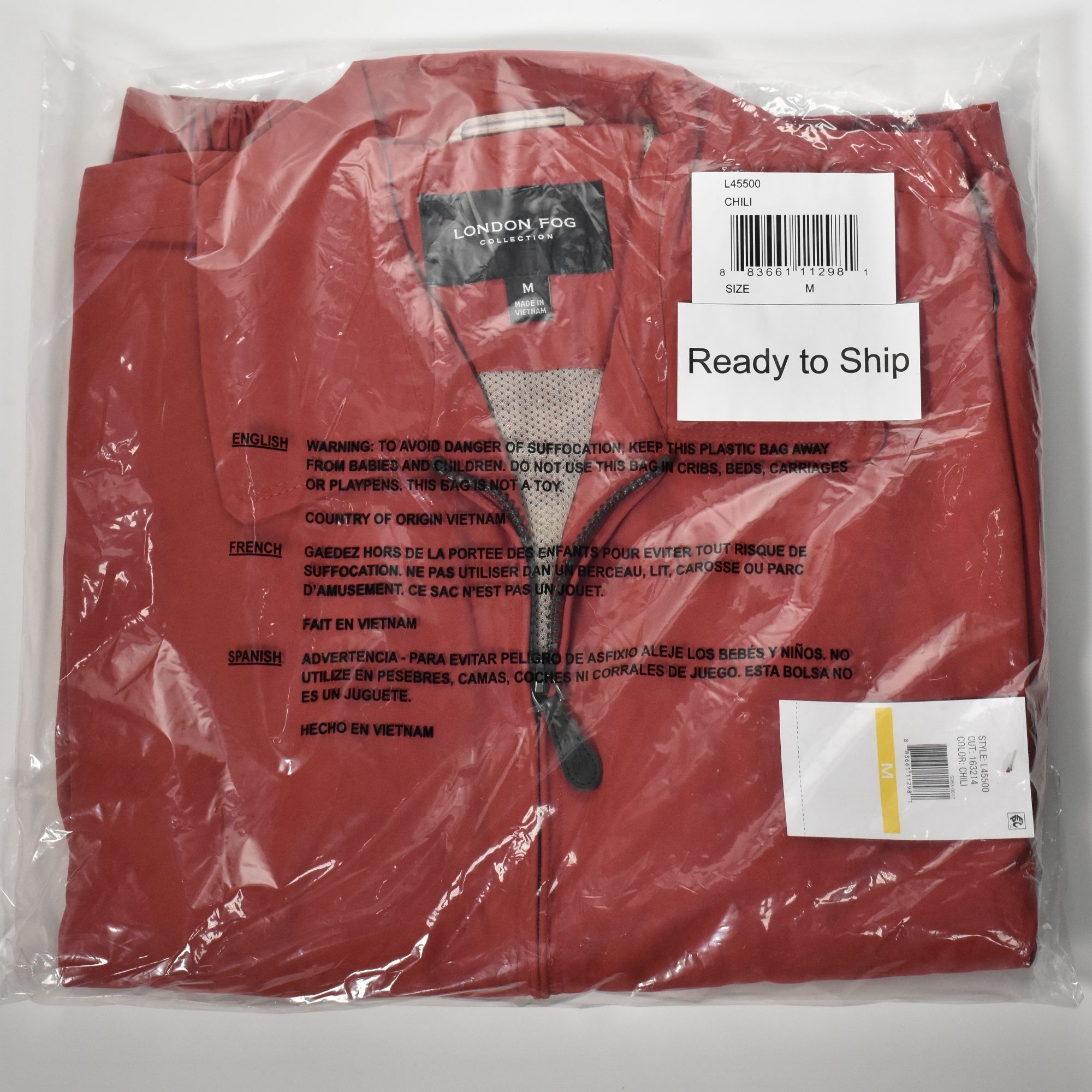 London Fog London Fog Mens Auburn Golf Jacket M Medium Chili Red Zip Fr Size US M / EU 48-50 / 2 - 8 Thumbnail