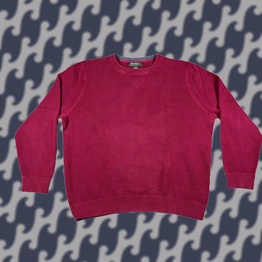 Eddie Bauer VINTAGE Eddie Bauer Sweater Mens L Red Ribbed CrewNeck 100% Cotton Knit Pullover Long Sleeve Casual 90s Retro USA Mens Size US L / EU 52-54 / 3 - 1 Thumbnail