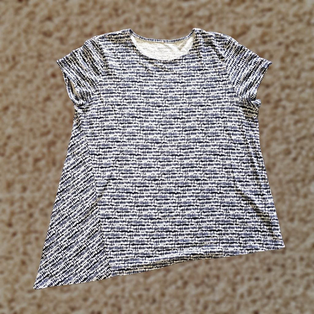 J. Jill J. Jill Top Shirt Women Medium Blue Linen Short Sleeve Asymmetrical Casual Career Shirt Size M / US 6-8 / IT 42-44 - 1 Thumbnail