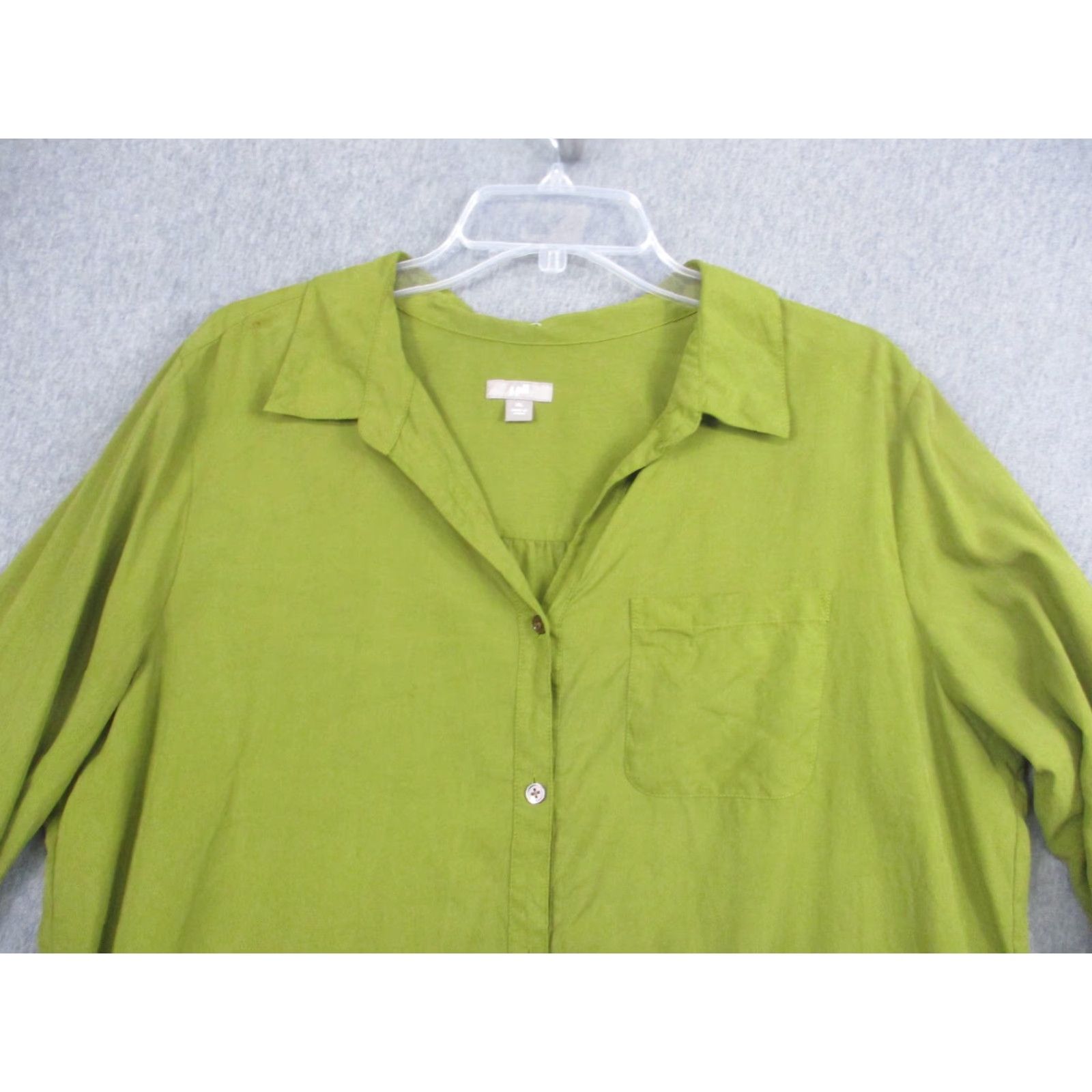 J. Jill J. Jill Shirt Womens XL Green 100% Silk Button Tunic Top Long Sleeve Blouse Size XL / US 12-14 / IT 48-50 - 3 Thumbnail