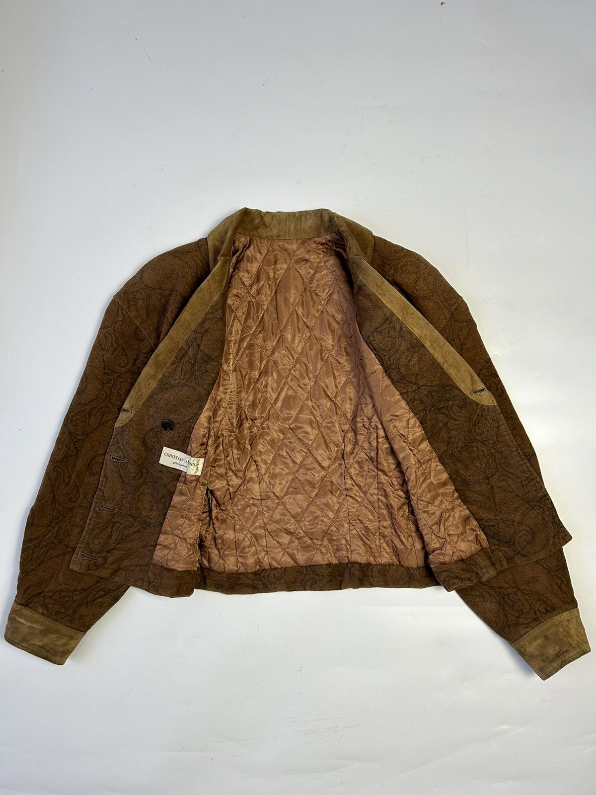 Japanese Brand × Seditionaries × Vintage CHRISTIAN AUJARD CROP BROWN SUEDE JACKET Size ONE SIZE - 2 Thumbnail