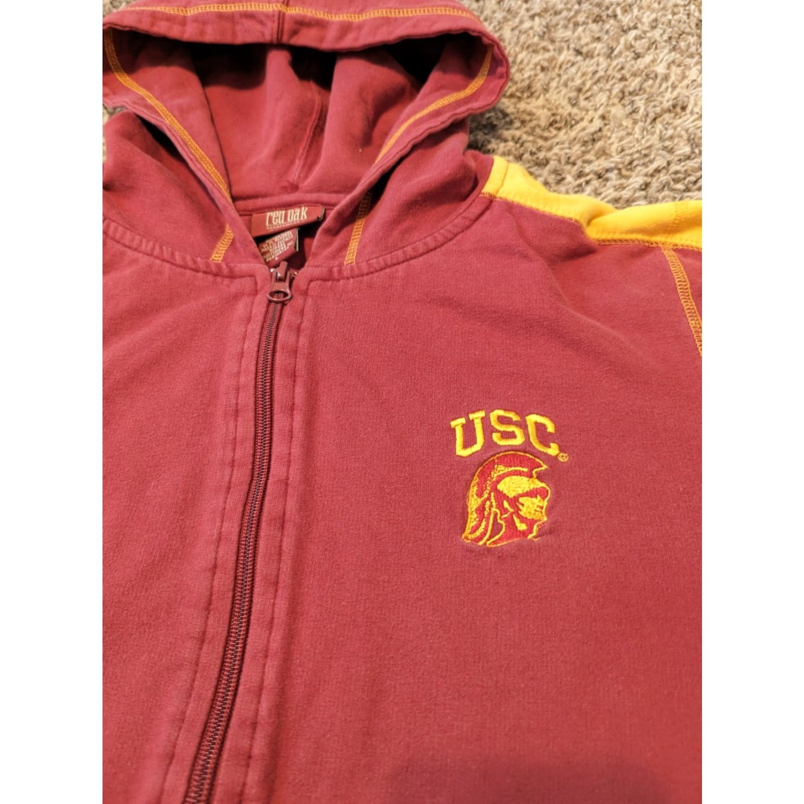 Vintage VINTAGE Trojan USC Road Oak Women's L Hooded Jacket Full Zip Red Oak Hooded Jacket Women's L Red Trojans Road Oak Full Zip Jacket Size L / US 10 / IT 46 - 2 Thumbnail