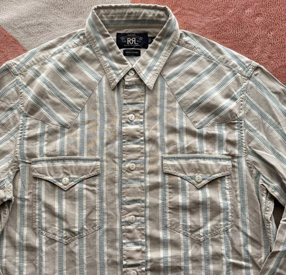 RRL Ralph Lauren RRL Ralph Lauren Double RL Striped Western Shirt K22 Size US M / EU 48-50 / 2 - 2 Thumbnail