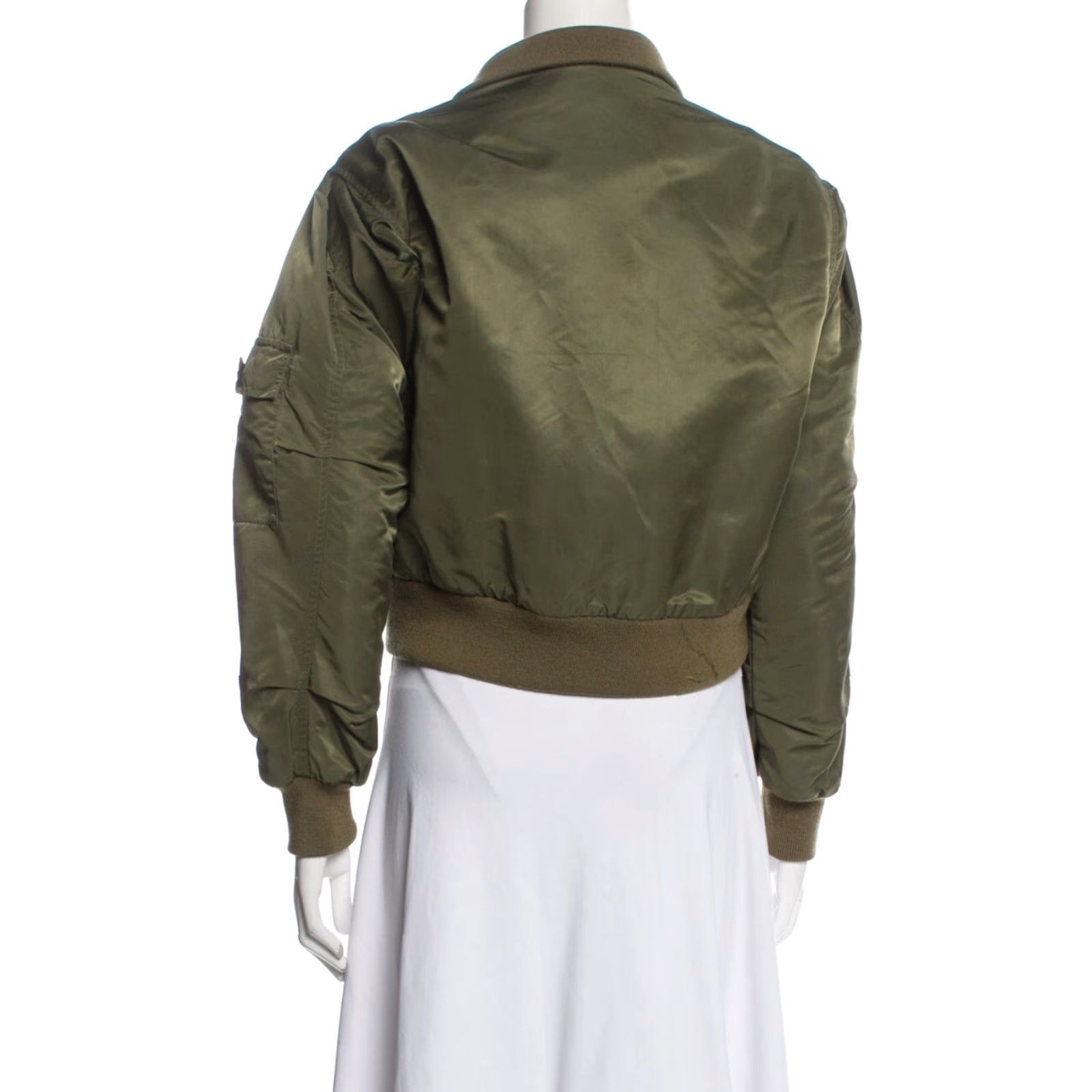 Nili Lotan NILI LOTAN Jacket Nylon Bomber XS Army Green Womens Short Vintage? (No N/A) Size XS / US 0-2 / IT 36-38 - 3 Thumbnail