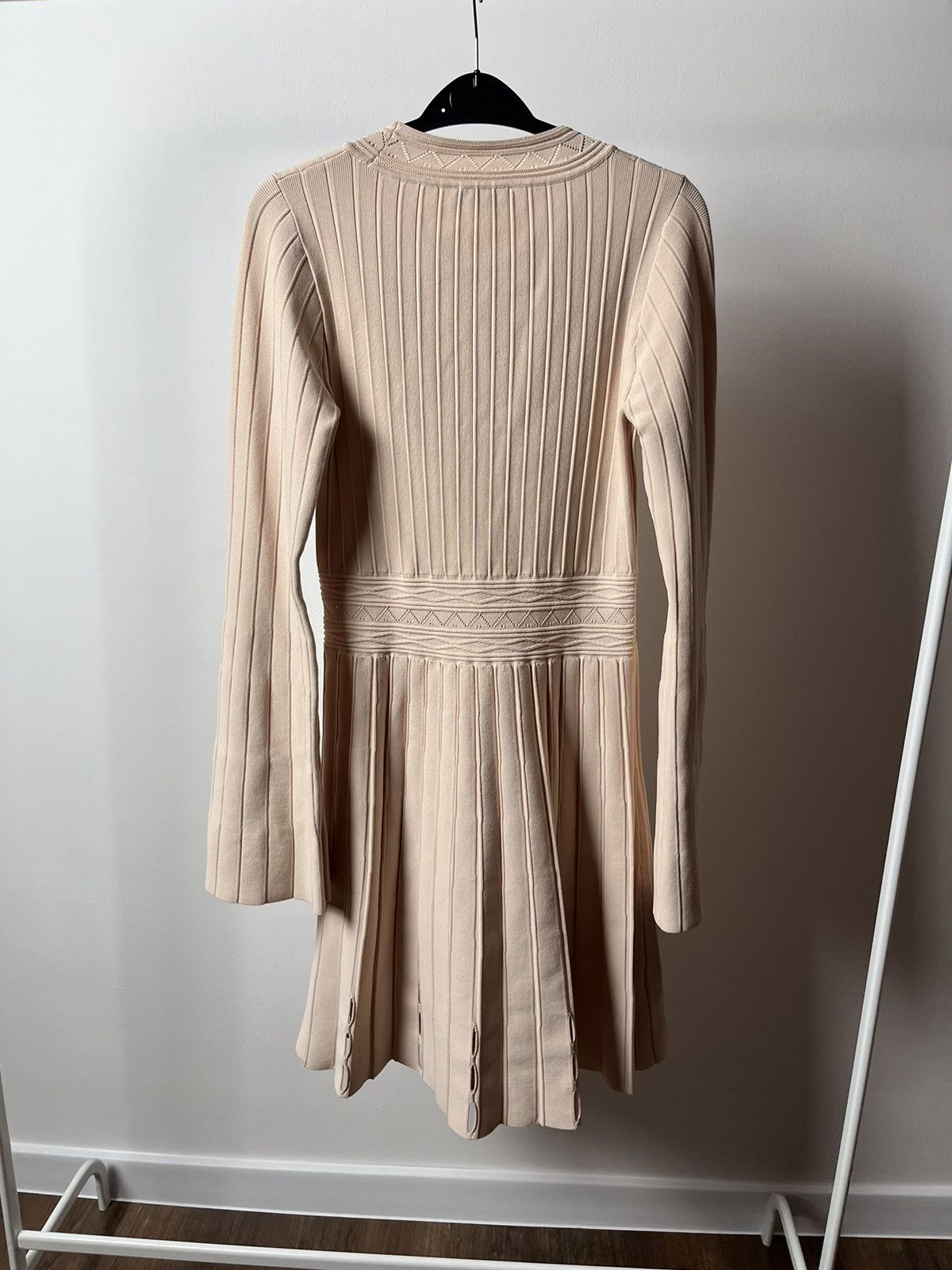 Sandro Sandro Viscose Terez Eyelet-detail Knit Mini Dress In Powder Size S / US 4 / IT 40 - 11 Thumbnail