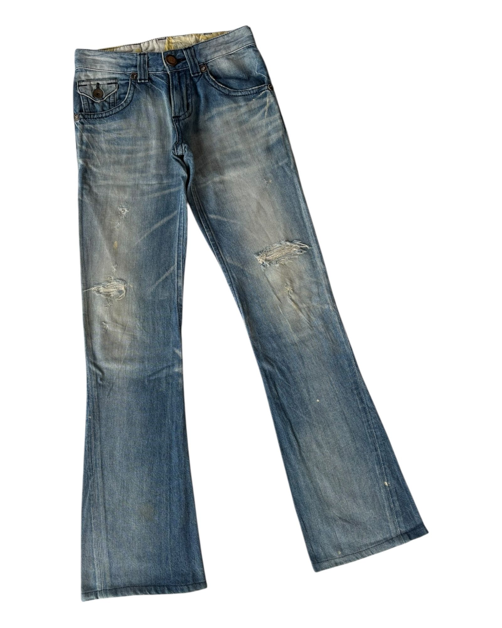 Edwin × Kapital Edwin Blue Trip Flared Bootcut Distressed Denim Jean Size 28" / US 6 / IT 42 - 3 Thumbnail