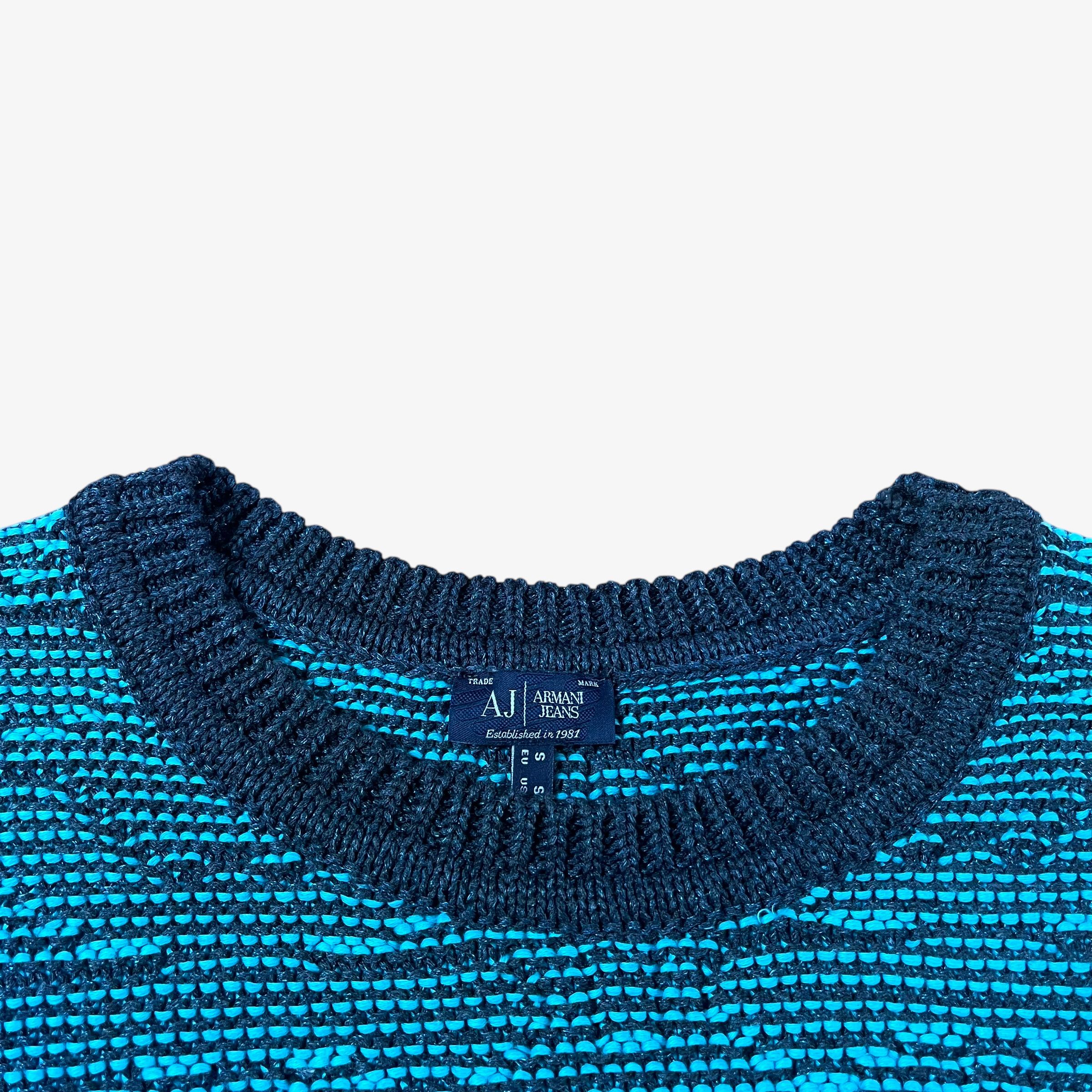 Armani Vintage Y2K Women's Armani Dragon Fly Blue Knitted Top Size S / US 4 / IT 40 - 2 Thumbnail