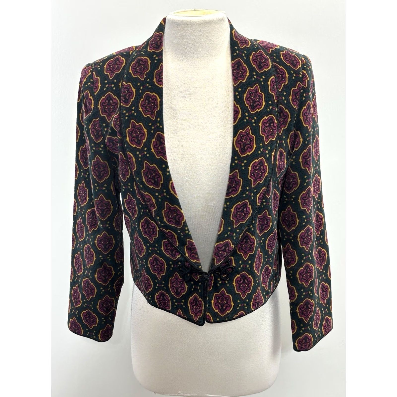 Vintage VINTAGE Bryn Connelly Jacket 12P Vtg Velvet Skirt Suit Set Womens Petite Toggle 90s Size 34" / US 12 / IT 48 - 2 Thumbnail