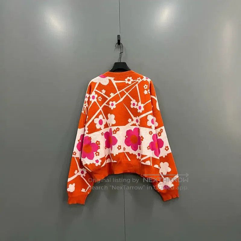 Maison Margiela Maison Margiela Orange Floral Knit Sweater . Size S / US 4 / IT 40 - 2 Thumbnail