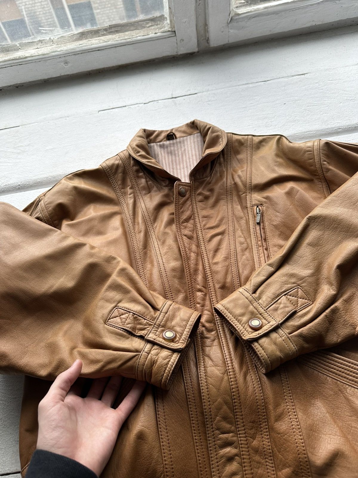 Vintage VNTG🚨 LEATHER JACKET CROPPED AVANT GARDE Y2K MOTO COWBOY Size US L / EU 52-54 / 3 - 8 Thumbnail