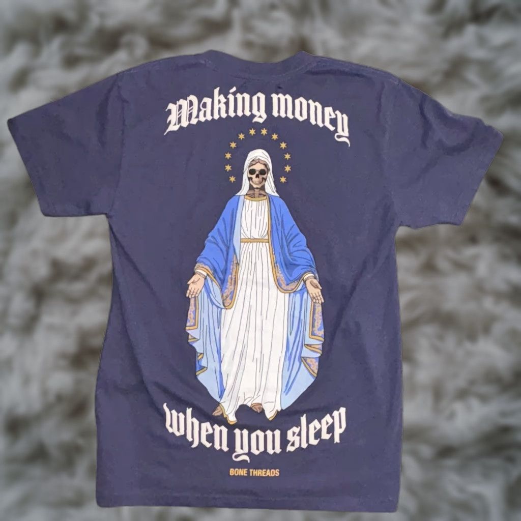 Bones Bone Threads Shirt Mens Small Blue Skull Virgin Mary Gothic Making Money Street Size US S / EU 44-46 / 1 - 1 Thumbnail
