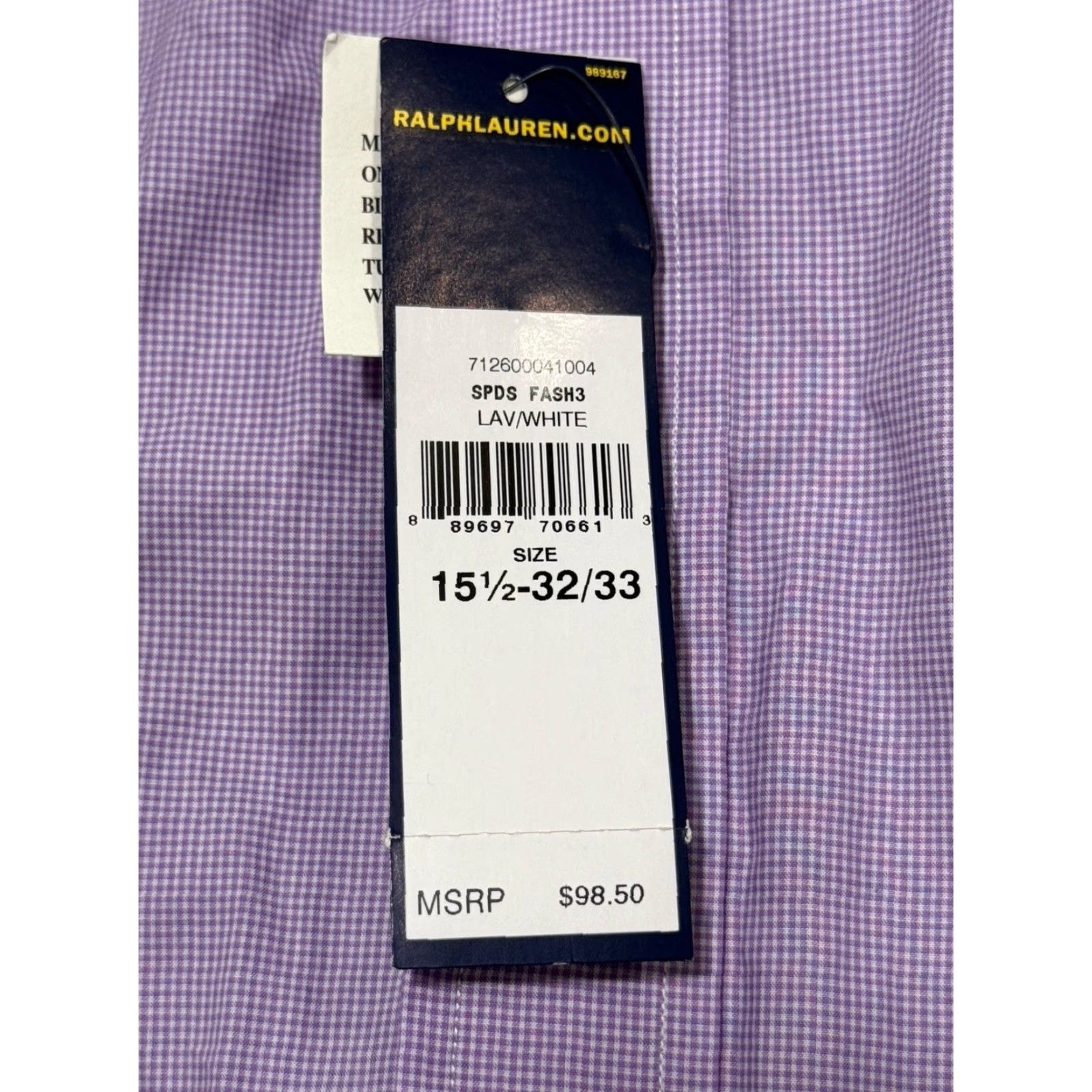 Polo Ralph Lauren VINTAGE Polo Ralph Lauren Dress Shirt Men 15.5 Gingham Plaid Long Sleeve Lavender White Purple Pony Size US M / EU 48-50 / 2 - 6 Thumbnail