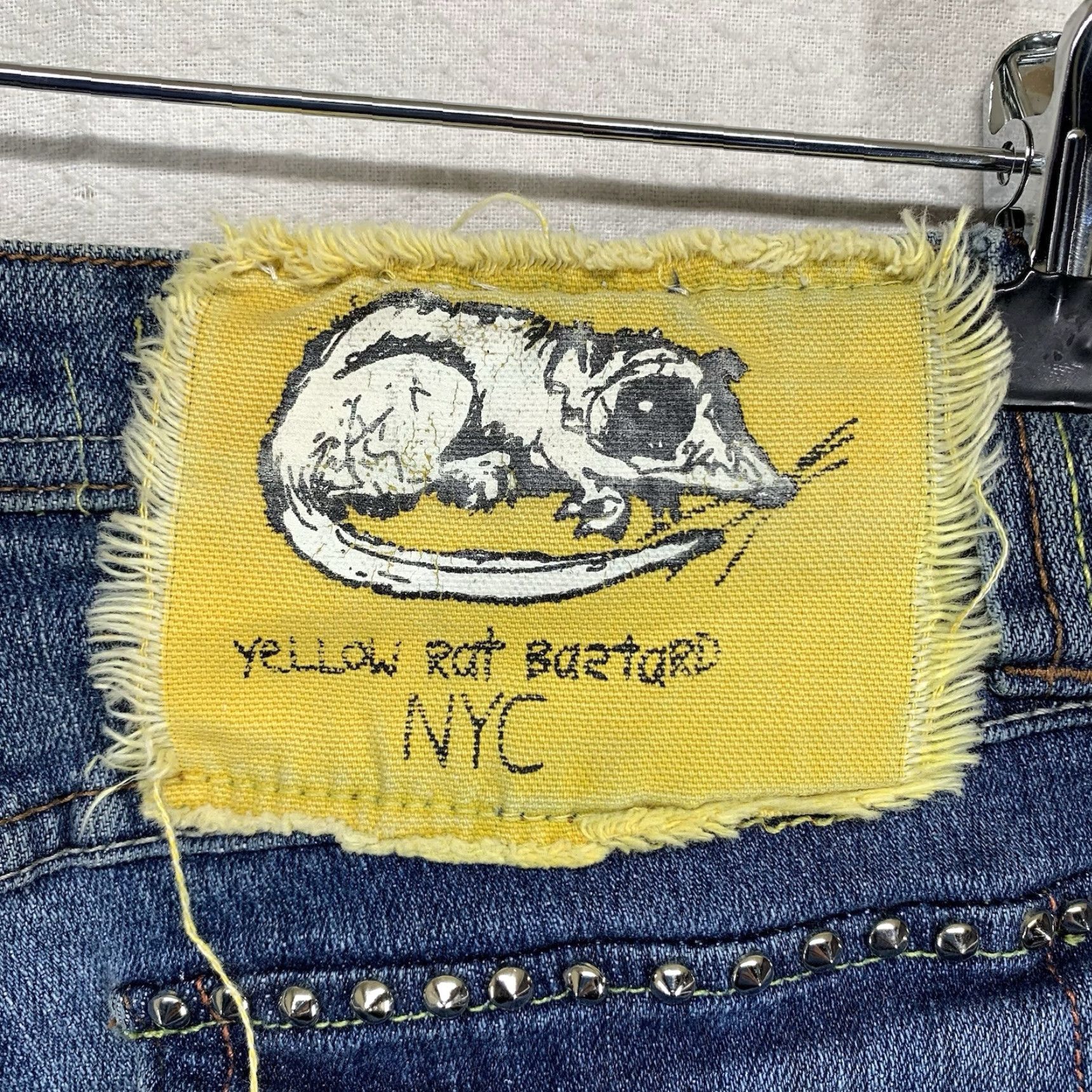 Vintage Vintage Yellow Rat Bastard Y2K Women's Jeans 7 Regular Stright Blue Denim 90s Punk Retro Size 30" / US 8 / IT 44 - 3 Thumbnail