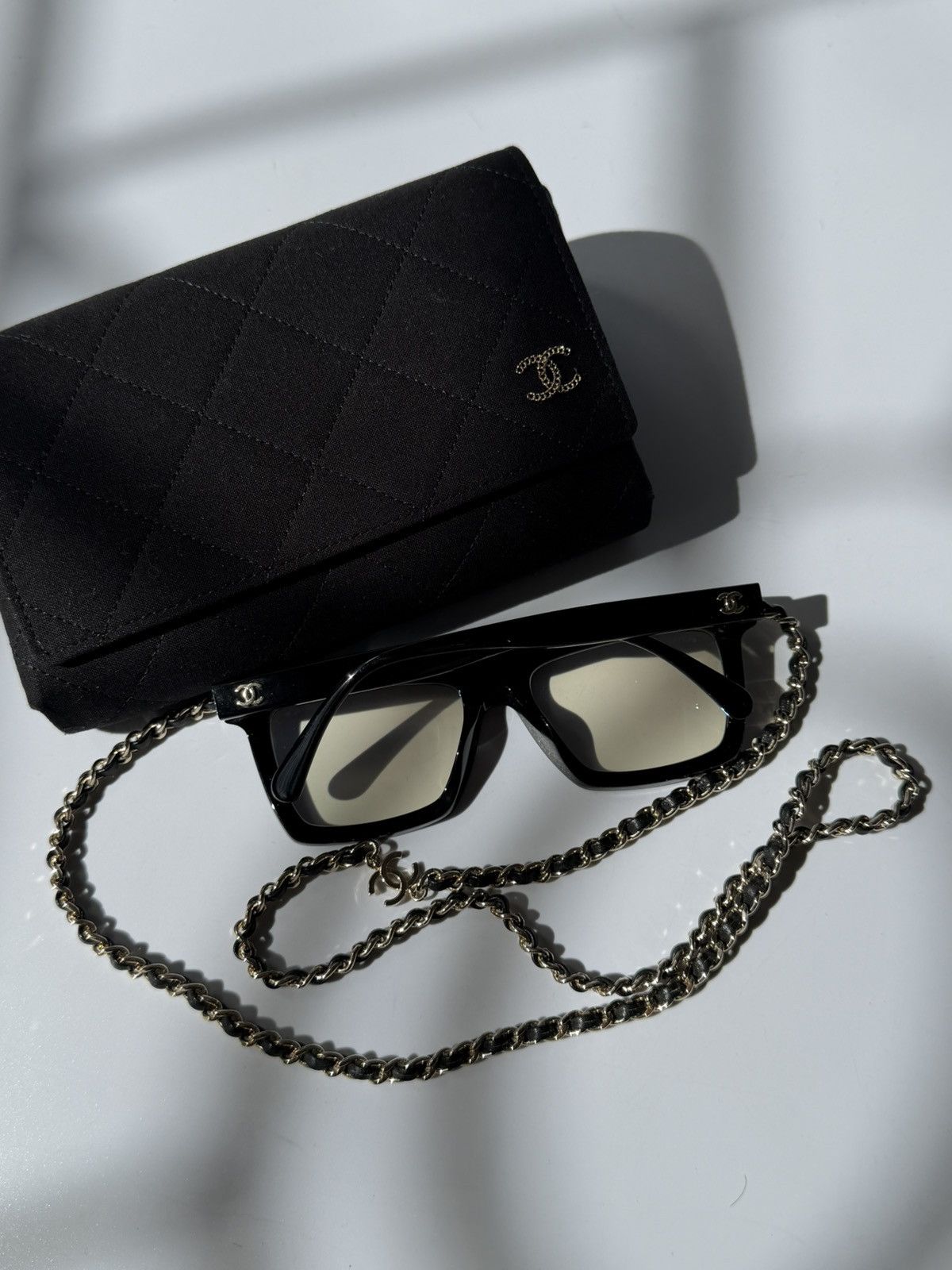 Chanel Chanel Rectangular Coco Mark Chain Sunglasses Size ONE SIZE - 2 Thumbnail