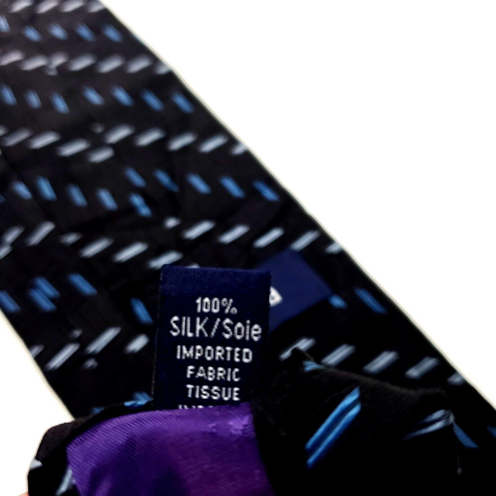 Nautica Nautica Black Silk Tie Woven Geometric Size ONE SIZE - 6 Thumbnail