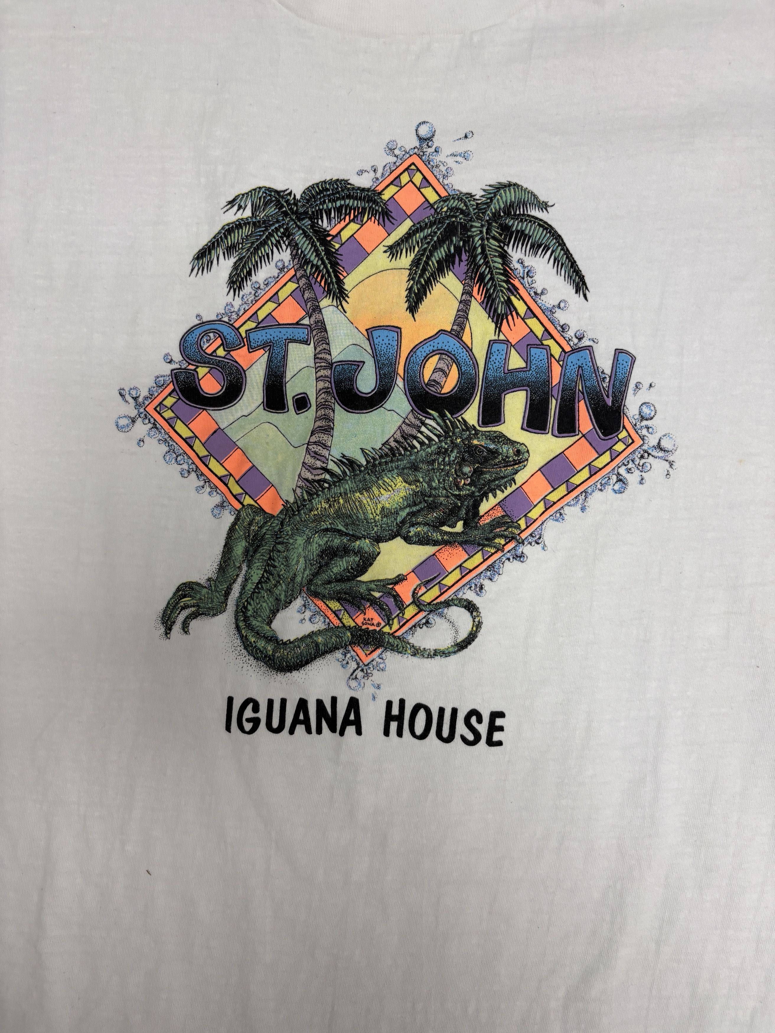 Vintage St. John Iguana House Vintage White T-Shirt Tee Size US XL / EU 56 / 4 - 2 Thumbnail