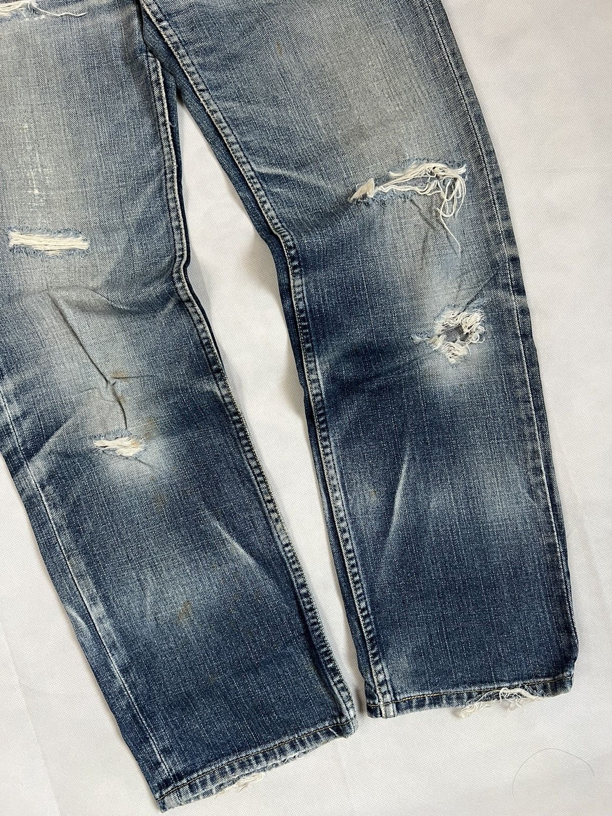 LVC × Levi's Vintage Clothing Vintage 90's Levis Distressed And Aging Karakuri Denim Size US 29 - 13 Thumbnail