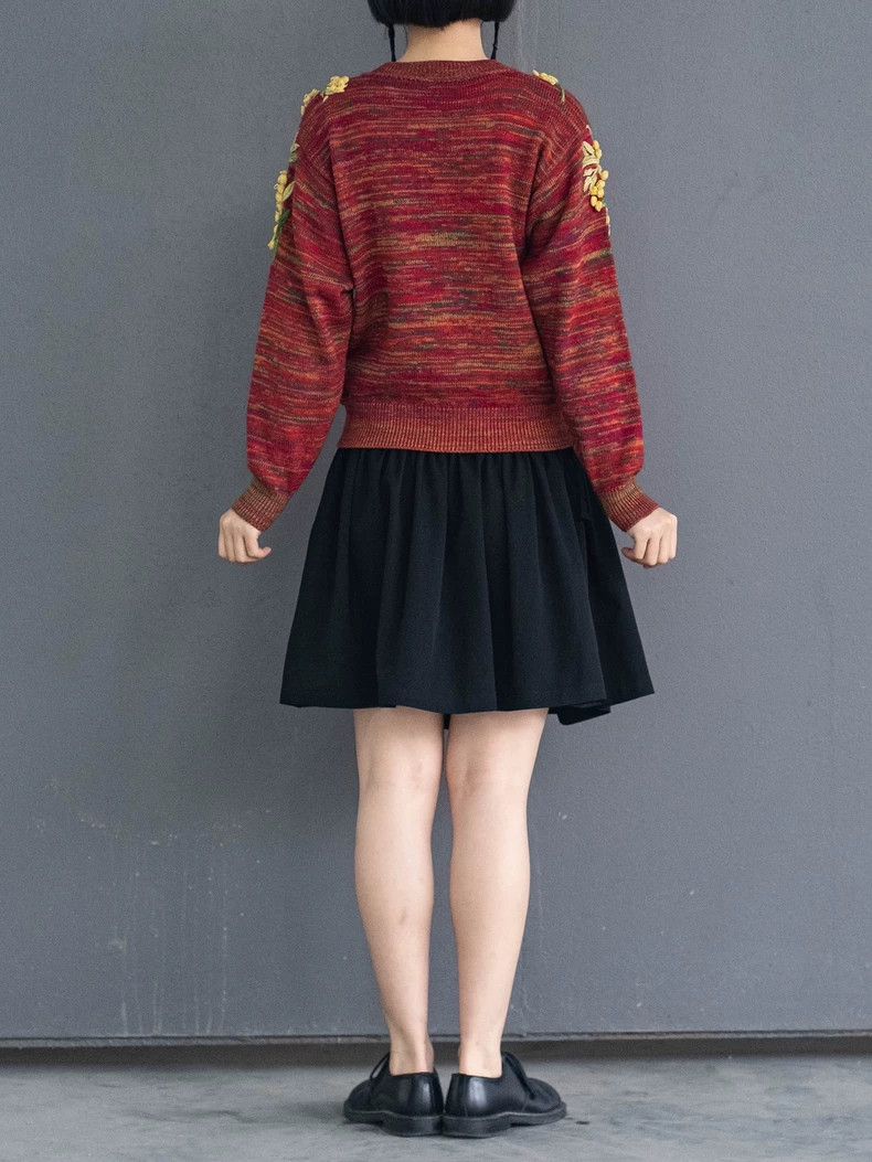 Kenzo KENZO Red yellow velvet knit sweater vintage Size M / US 6-8 / IT 42-44 - 4 Thumbnail