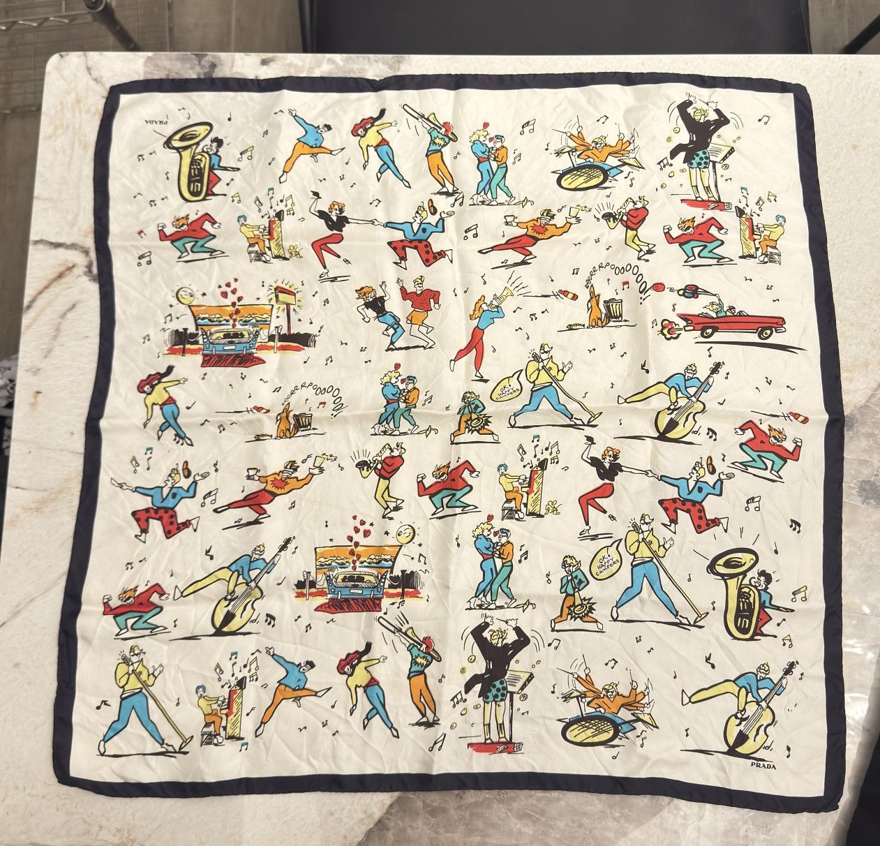 Prada unisex silk scarf 55cm x 55cm