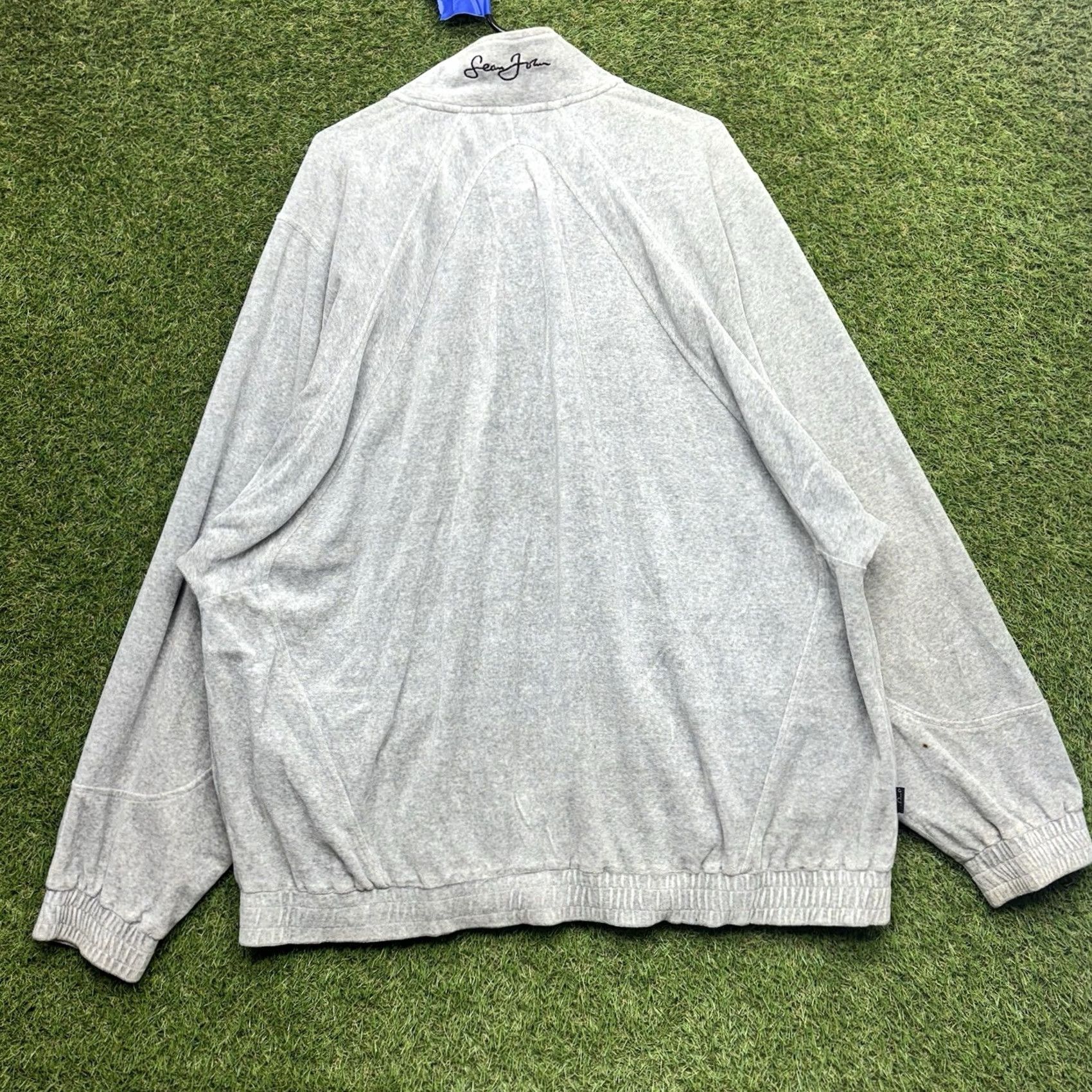 Sean John Sean John Jacket Mens 3XL Velour Track Zip Up 90s Vintage Gray Long Sleeve Velour Jacket Track Size US XXL / EU 58 / 5 - 2 Thumbnail