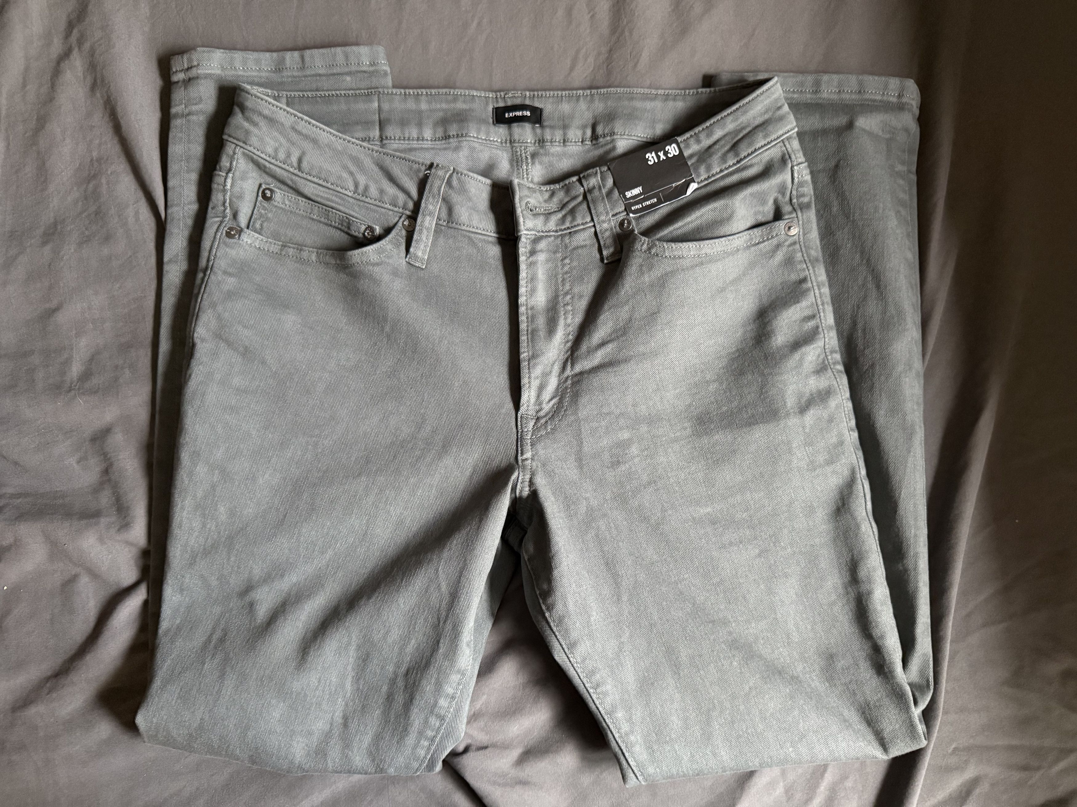 Express Express Men's Skinny Olive Green Hyper Stretch Jeans 31x30 Size US 31 - 4 Thumbnail