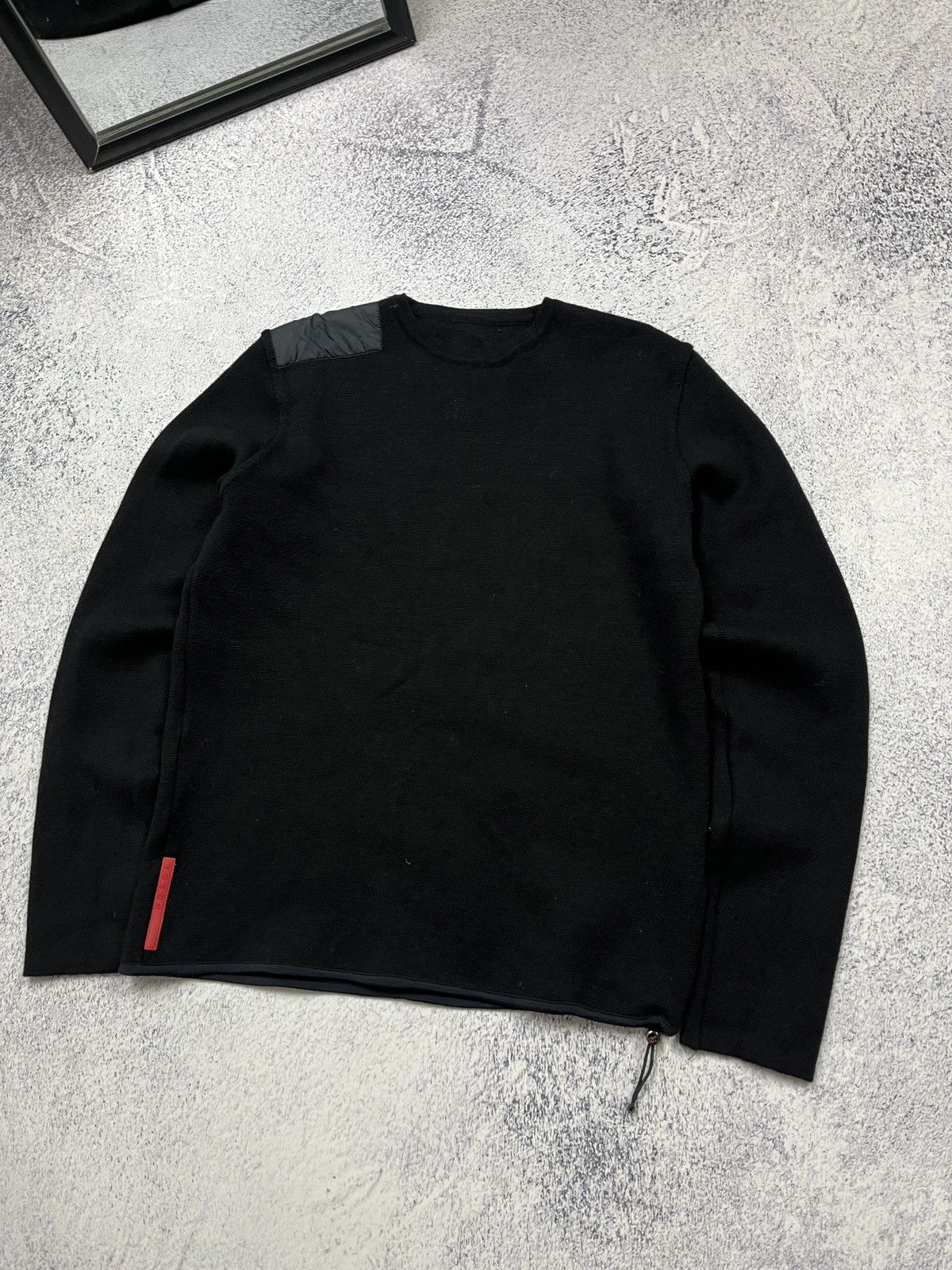 Prada Vintage Archive Prada Nylon Detail Wool Red Tab Knit Sweater Size US M / EU 48-50 / 2 - 4 Thumbnail