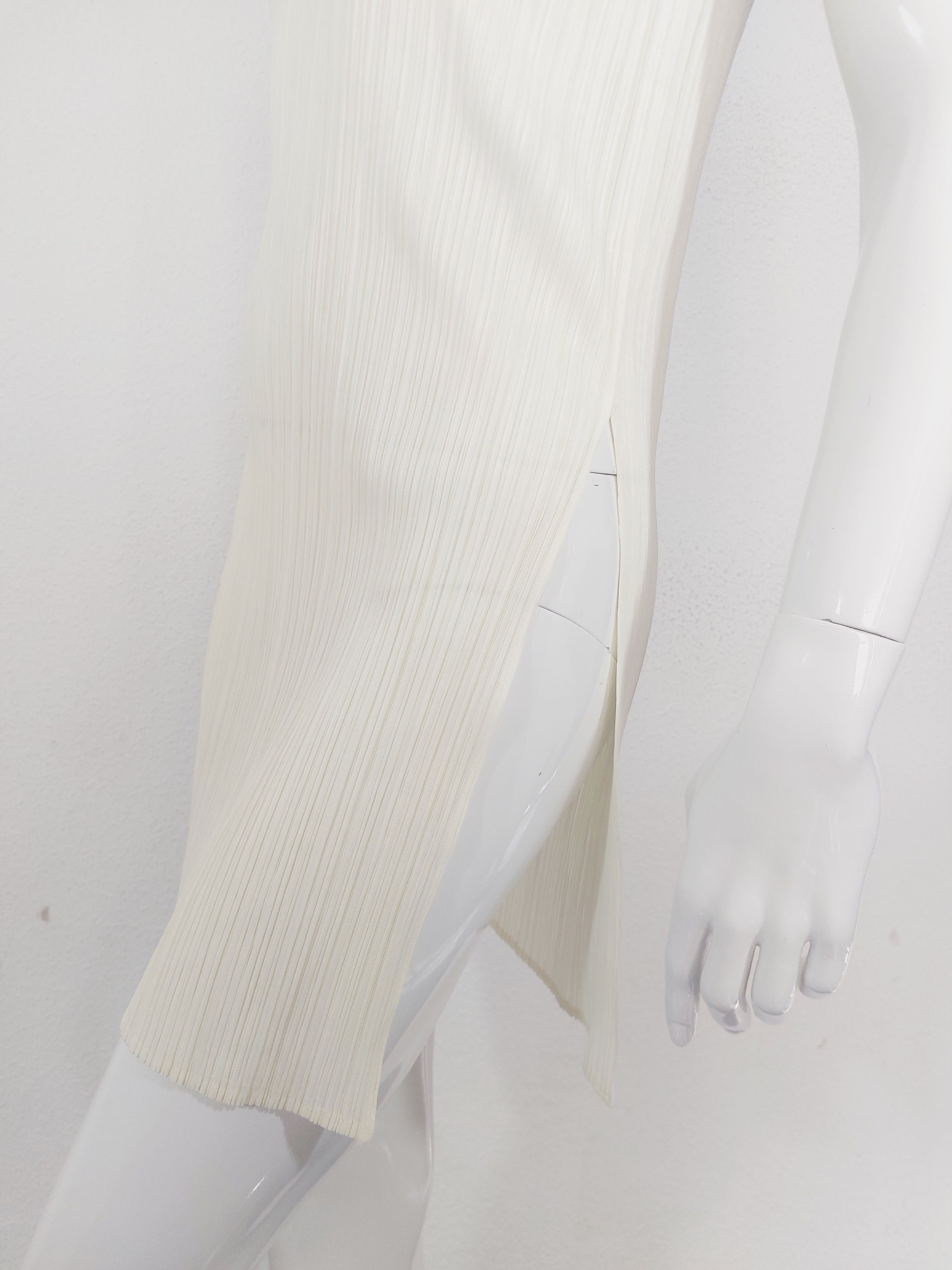 Issey Miyake Issey Miyake Pleats Japanese Beige Split Pleated Tunic Dress Size ONE SIZE - 6 Thumbnail