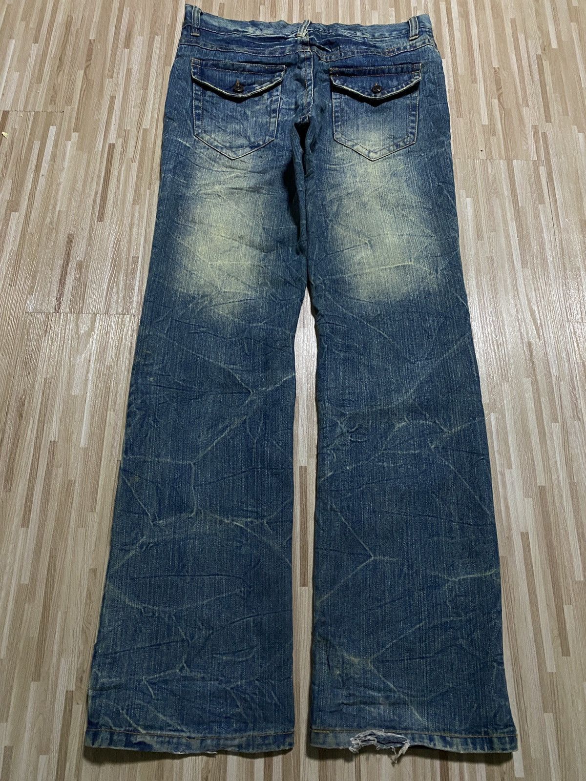 Japanese Brand × Vintage 💥Flare Japanes 90’s Mudwash Distress Ripped Jeans Size US 34 / EU 50 - 10 Thumbnail