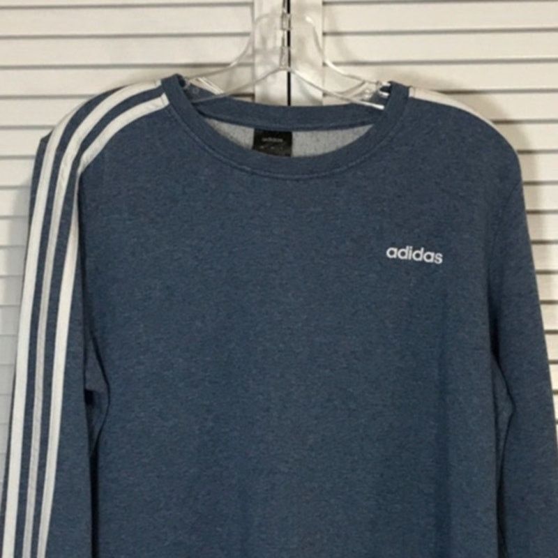 Adidas Adidas Blue 3-Stripes vieCrewneck Long Sleeve Sweatshirt L Size L / US 10 / IT 46 - 8 Thumbnail