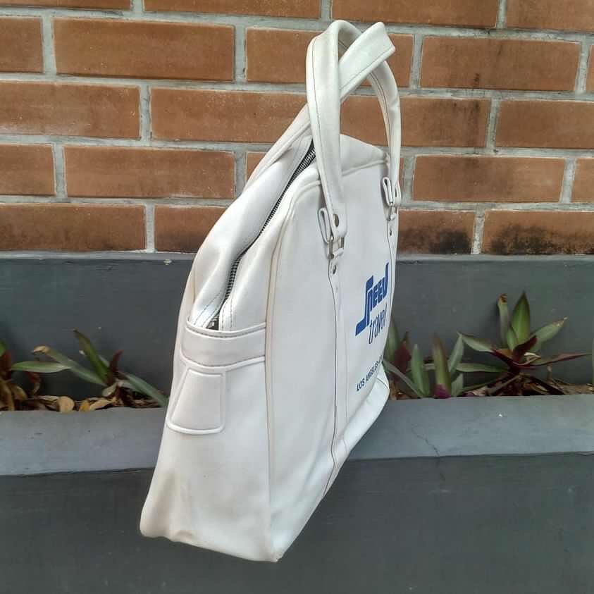 Vintage Vintage 70s Handy Travel Bag white leather 100 % Leather m Size ONE SIZE - 4 Thumbnail