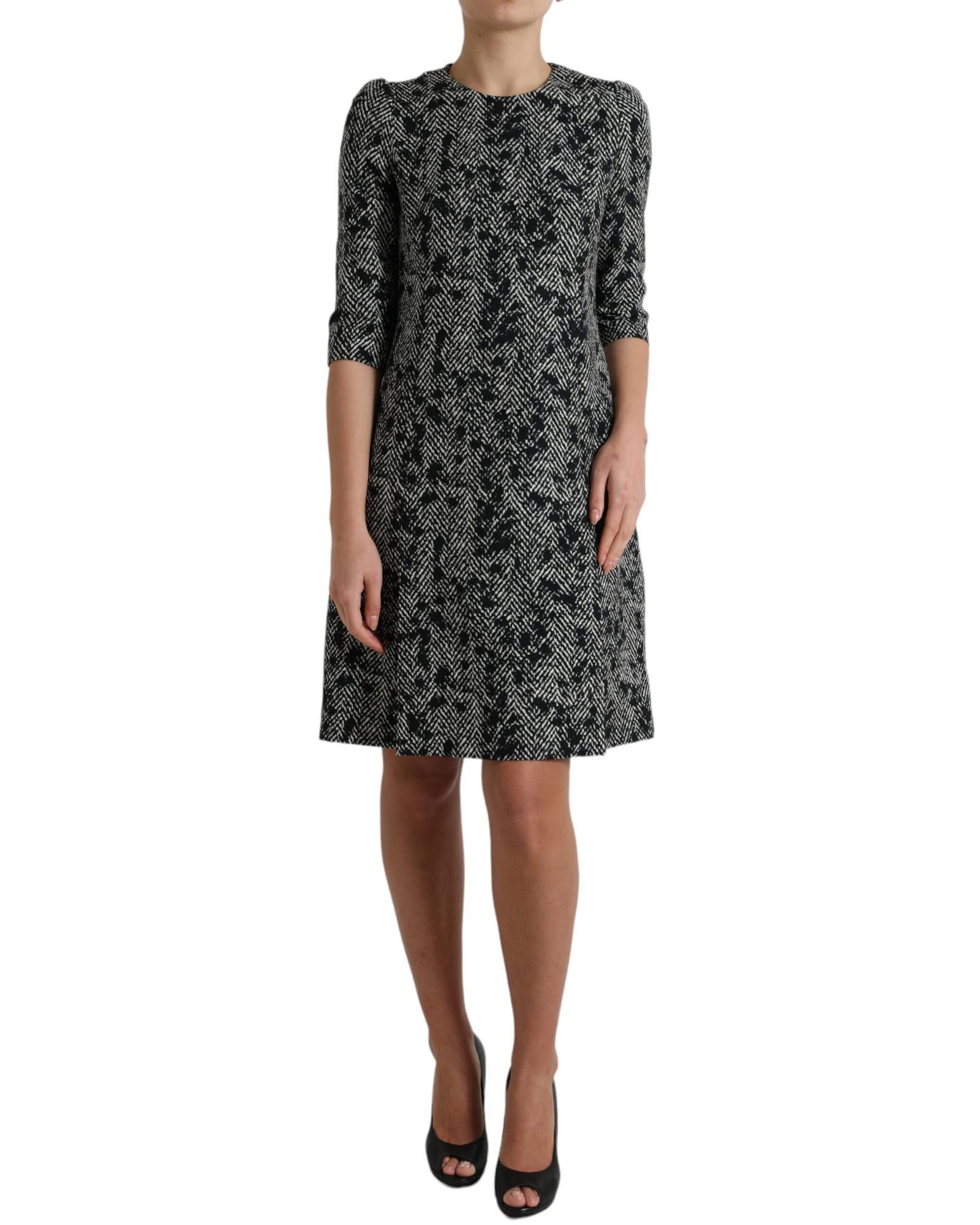 image of Dolce Gabbana Chevron Shift Mini Dress in Black, Women's (Size Small)