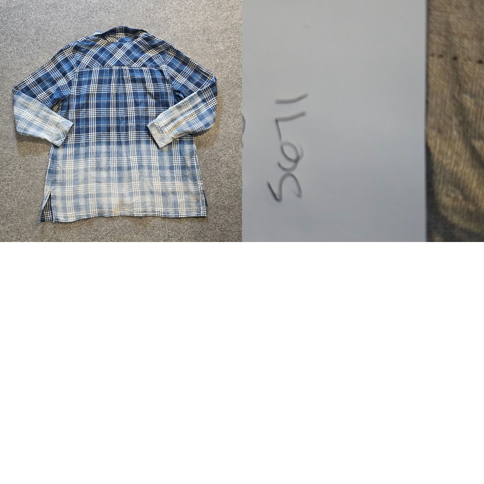 J. Jill J Jill Top Womens Medium Blue Plaid Distressed Ombre Long Sleeve Button Casual Shirt Size M / US 6-8 / IT 42-44 - 8 Thumbnail