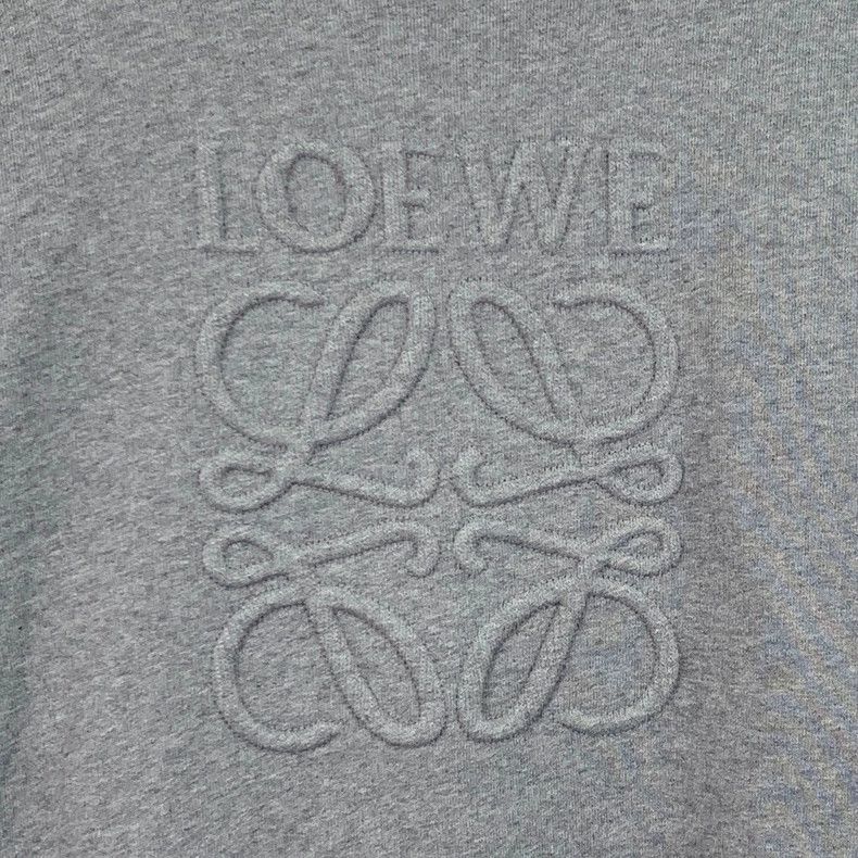 Loewe Loewe Gray logo embossed cotton round neck long sleeve hoo Size S / US 4 / IT 40 - 4 Thumbnail