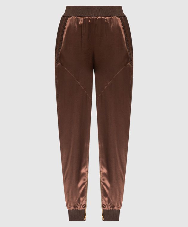 Tom Ford o1w1db10225 PAW442 Satin Joggers in Brown Size 30" / US 8 / IT 44 - 1 Thumbnail
