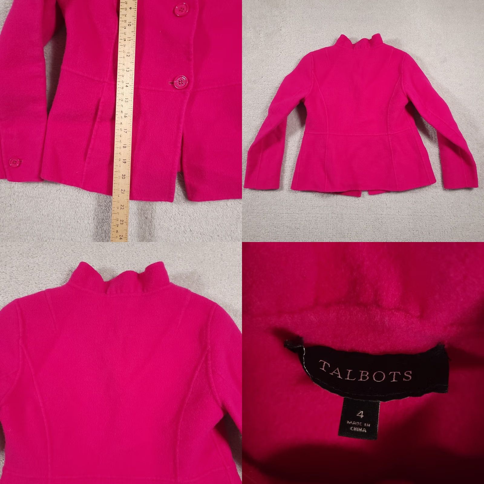 Talbots VINTAGE? No — Talbots Jacket Women’s 4 Pink Wool Blend Button Up Career Blazer Cropped Shirt? Size S / US 4 / IT 40 - 8 Thumbnail