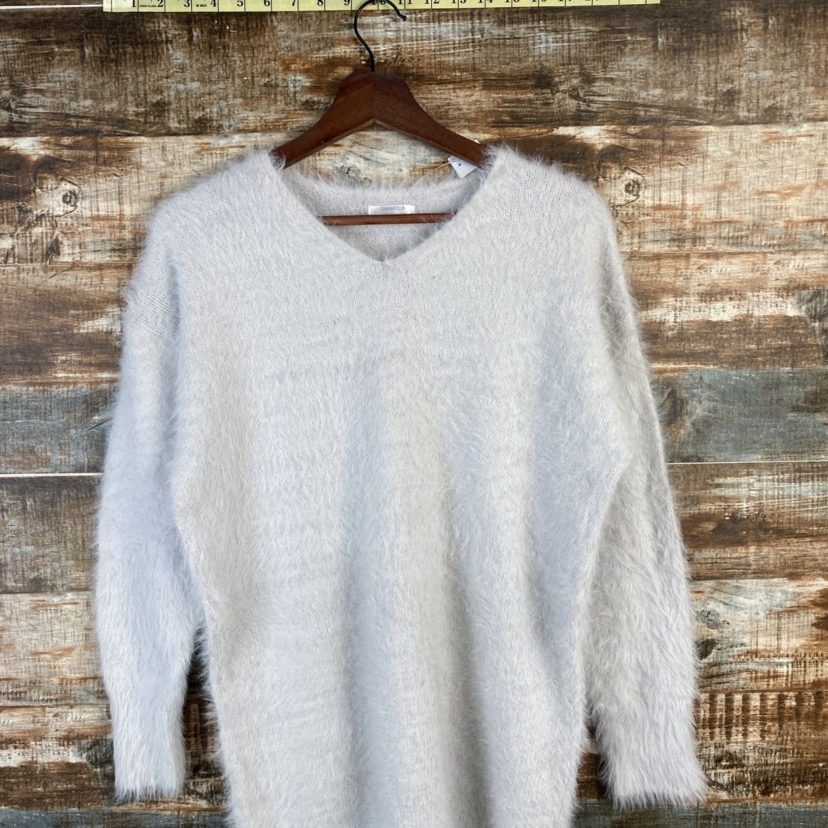 Homespun Knitwear DL Cinema Club Gray fur shaggy mohair Knitwear #C1108 Size L / US 10 / IT 46 - 2 Thumbnail