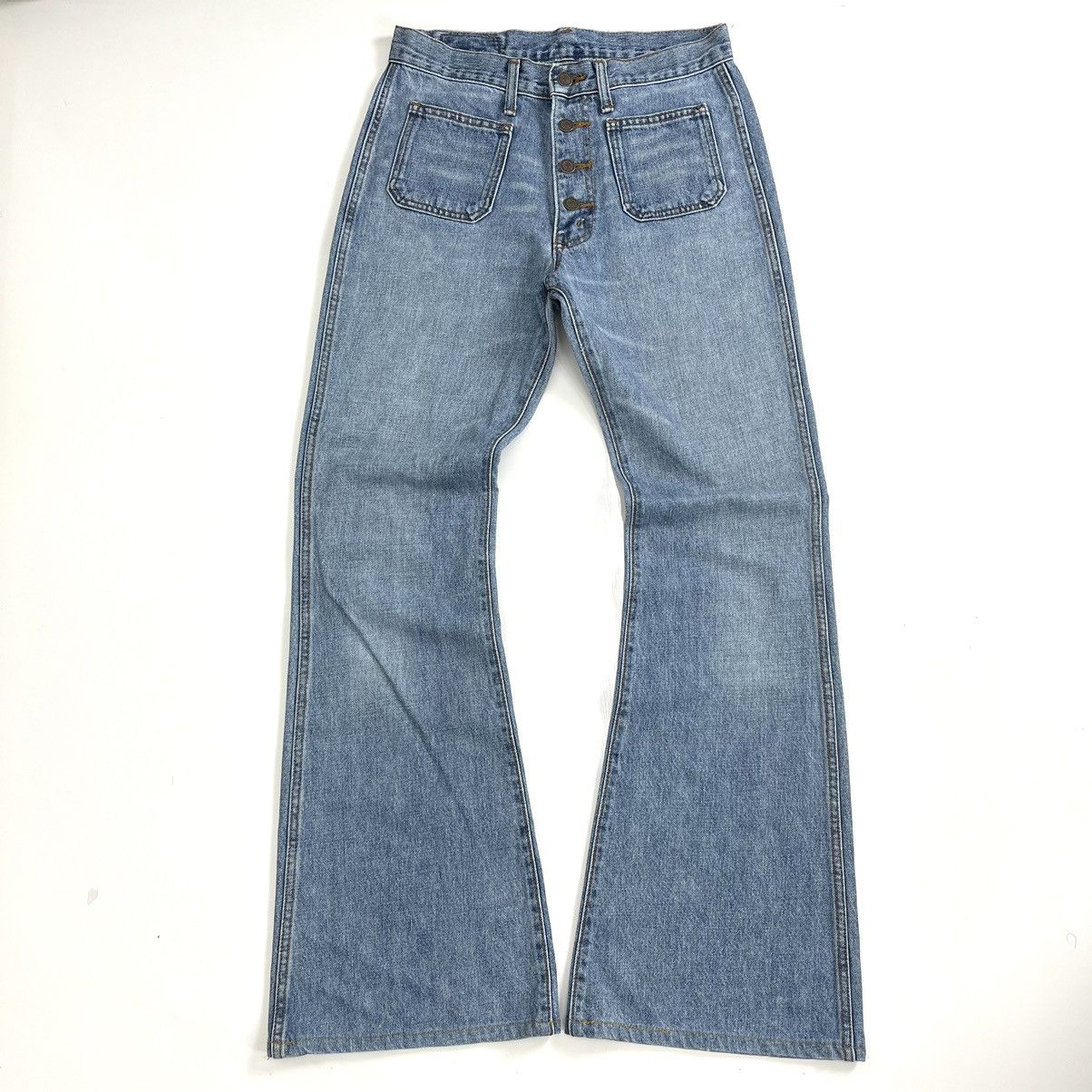 If Six Was Nine × Japanese Brand × Le Grande Bleu (L.G.B.) Y2k Georgia Love Bell Bottons Flared Jeans Bootcut Lgb Goa Size 28" / US 6 / IT 42 - 1 Thumbnail