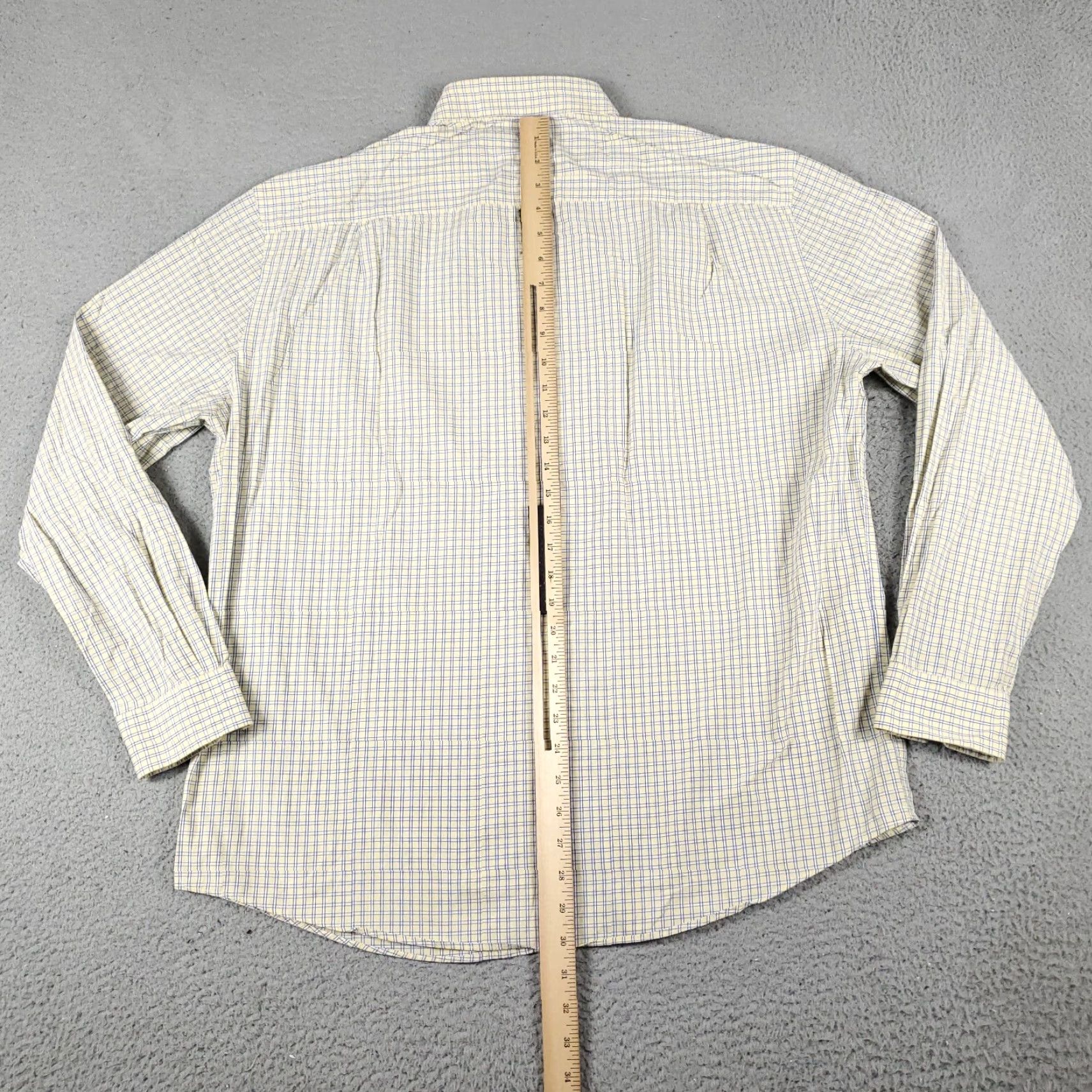 Nautica Nautica Dress Shirt Mens Size 16.5 Yellow Blue Plaid Long Sleeve Button-Up Regular Fit Size 42R - 4 Thumbnail