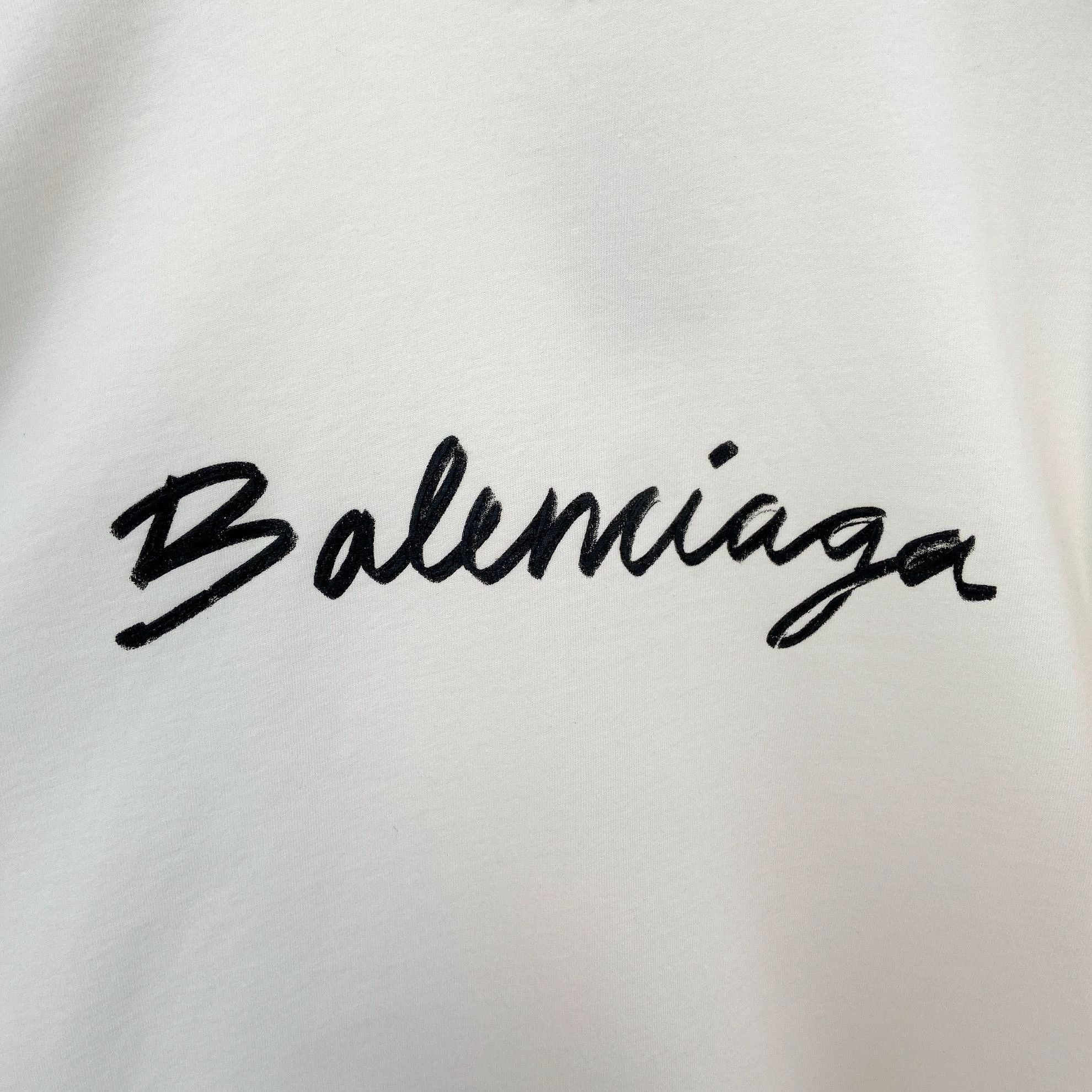Balenciaga Balenciaga White Script Logo Print Crewneck T-Shirt L Size US L / EU 52-54 / 3 - 5 Thumbnail