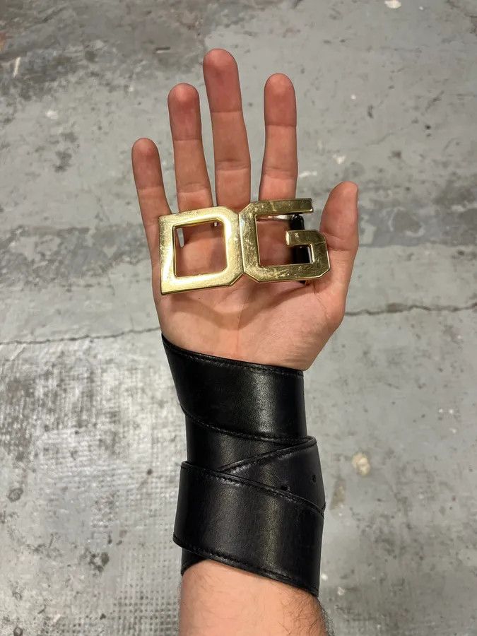 Dolce & Gabbana 2000s Dolce & Gabbana Golden DG Brown Leather Belt Size ONE SIZE - 1 Thumbnail
