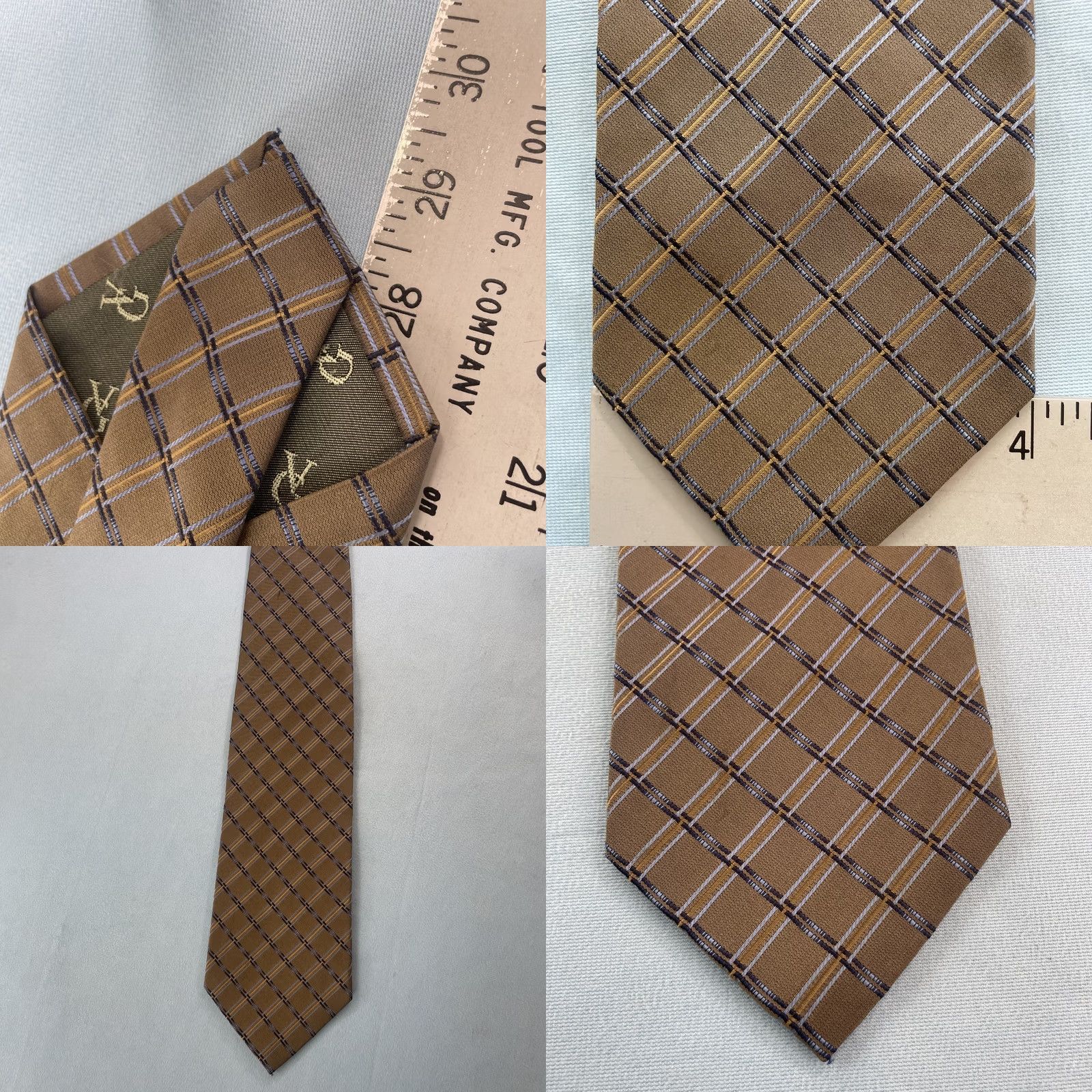 Vintage VINTAGE Valerio Galati Silk Tie Brown Plaid Western Capsule Wide vtg 90s 4x59" Men's Tie Size ONE SIZE - 8 Thumbnail
