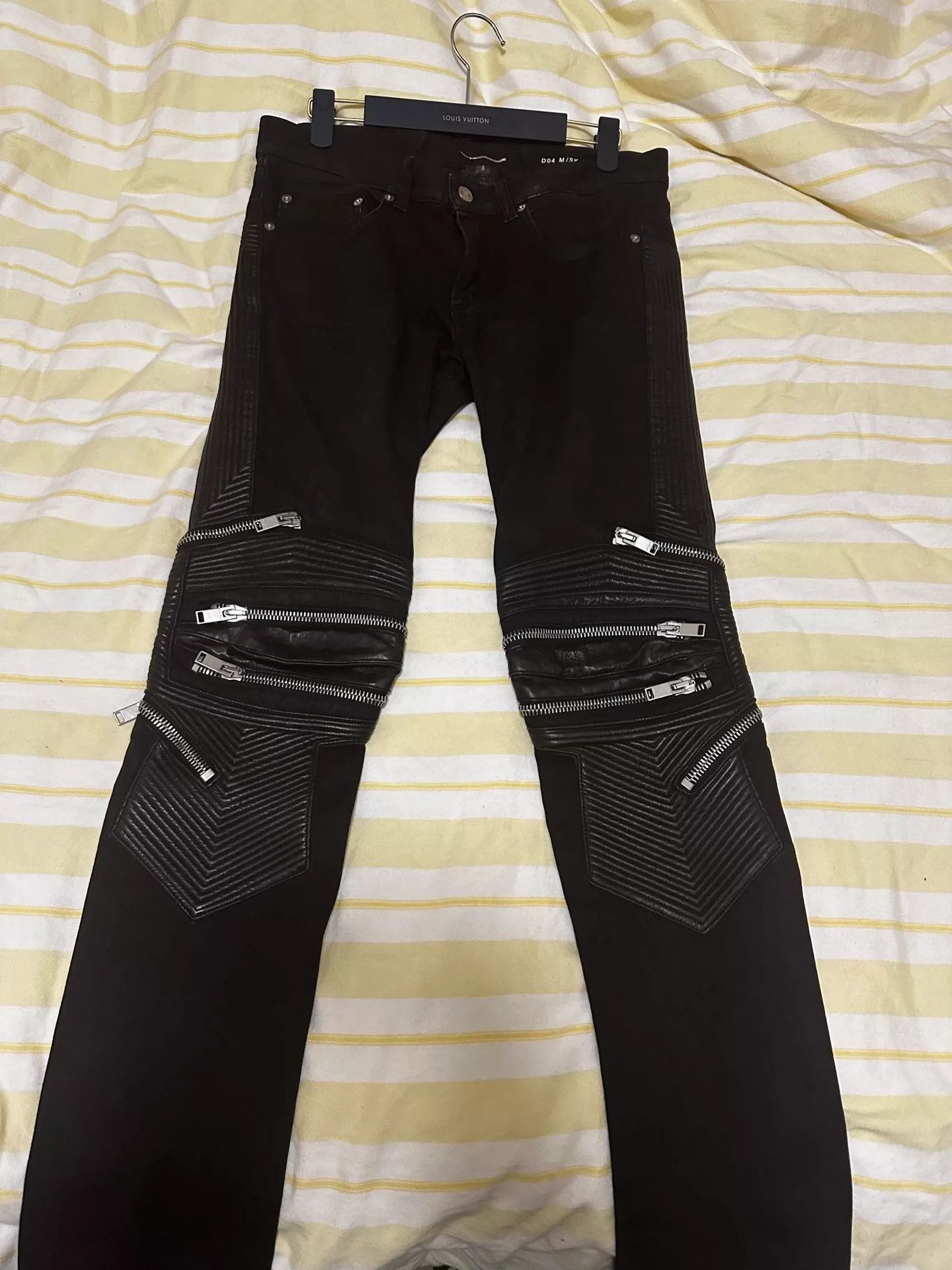 Pre-owned Saint Laurent Splice Zipper Motorcycle Jeans