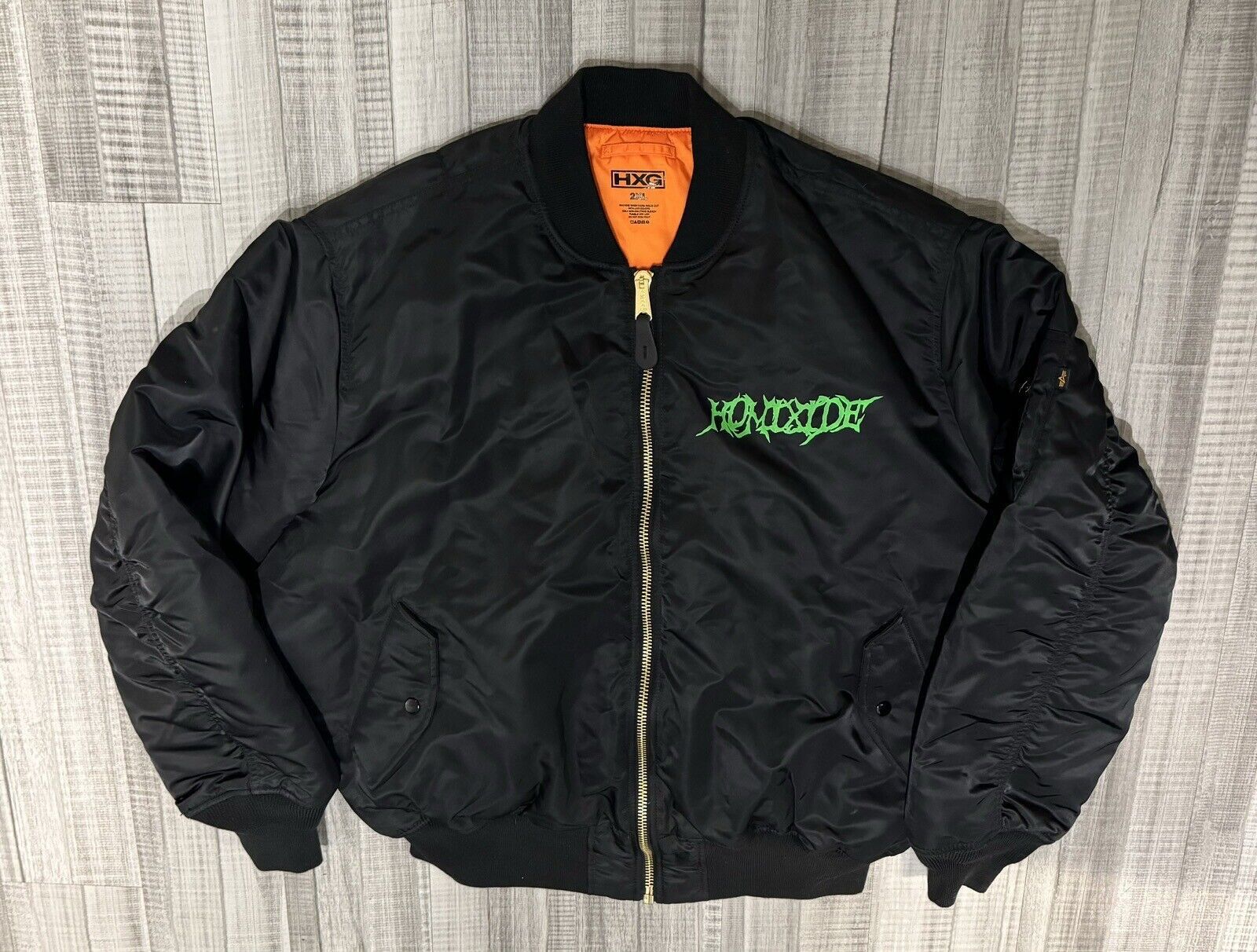 image of Homixide Gang La Pop Up Opium Bomber Jacket Playboi Carti in Black, Men's (Size 2XL)