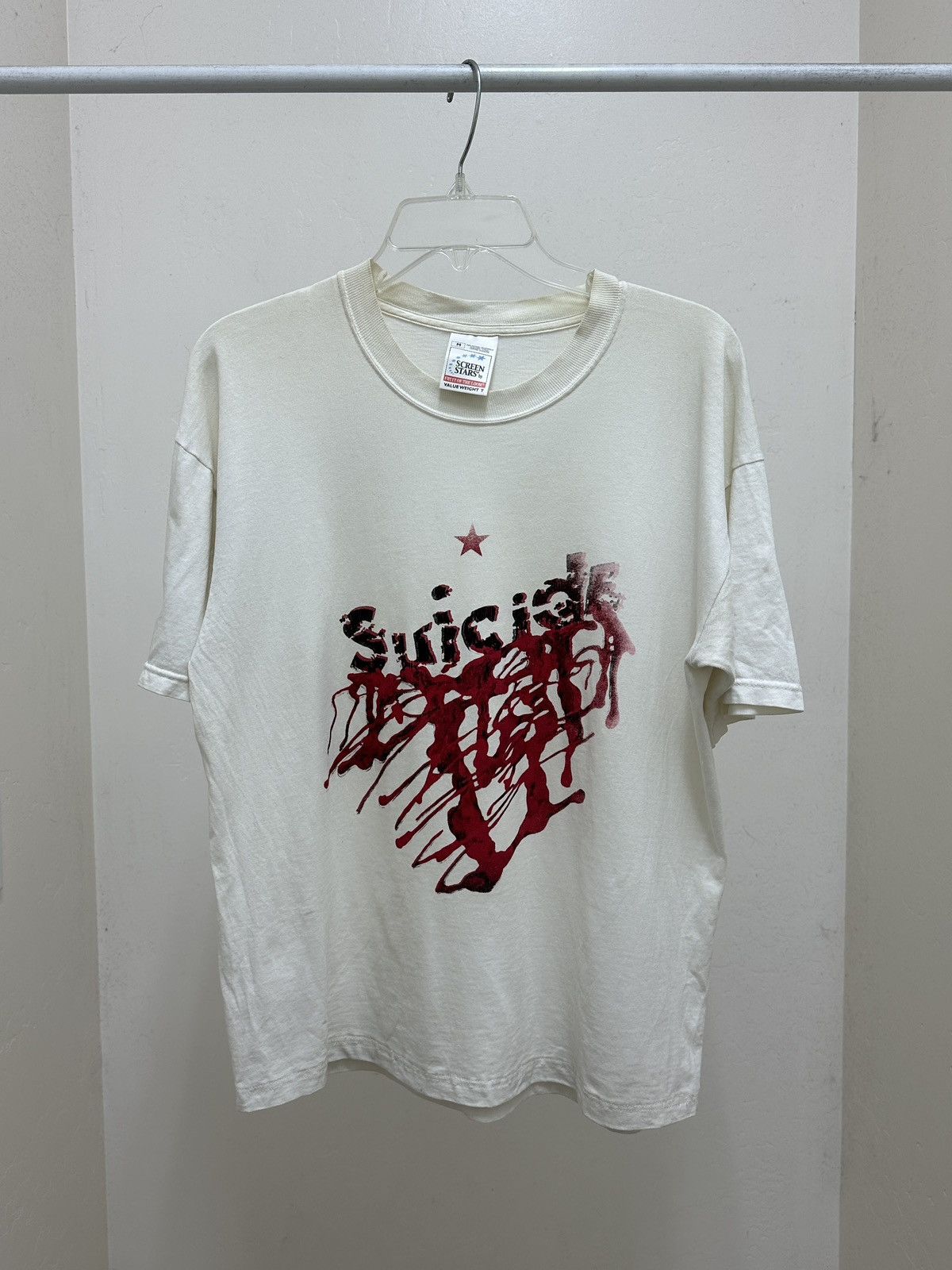 image of Band Tees x Rock T Shirt Vintage Suicide Band Alan Vega T-Shirt in White, Men's (Size Medium)