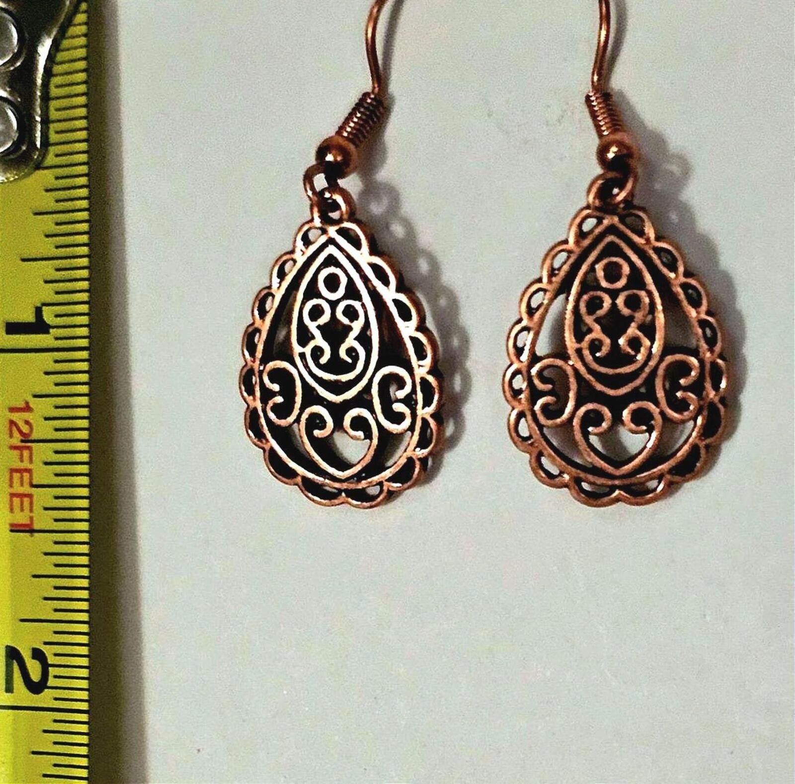 The Unbranded Brand Copper Filigree Teardrop Earrings Size ONE SIZE - 3 Thumbnail