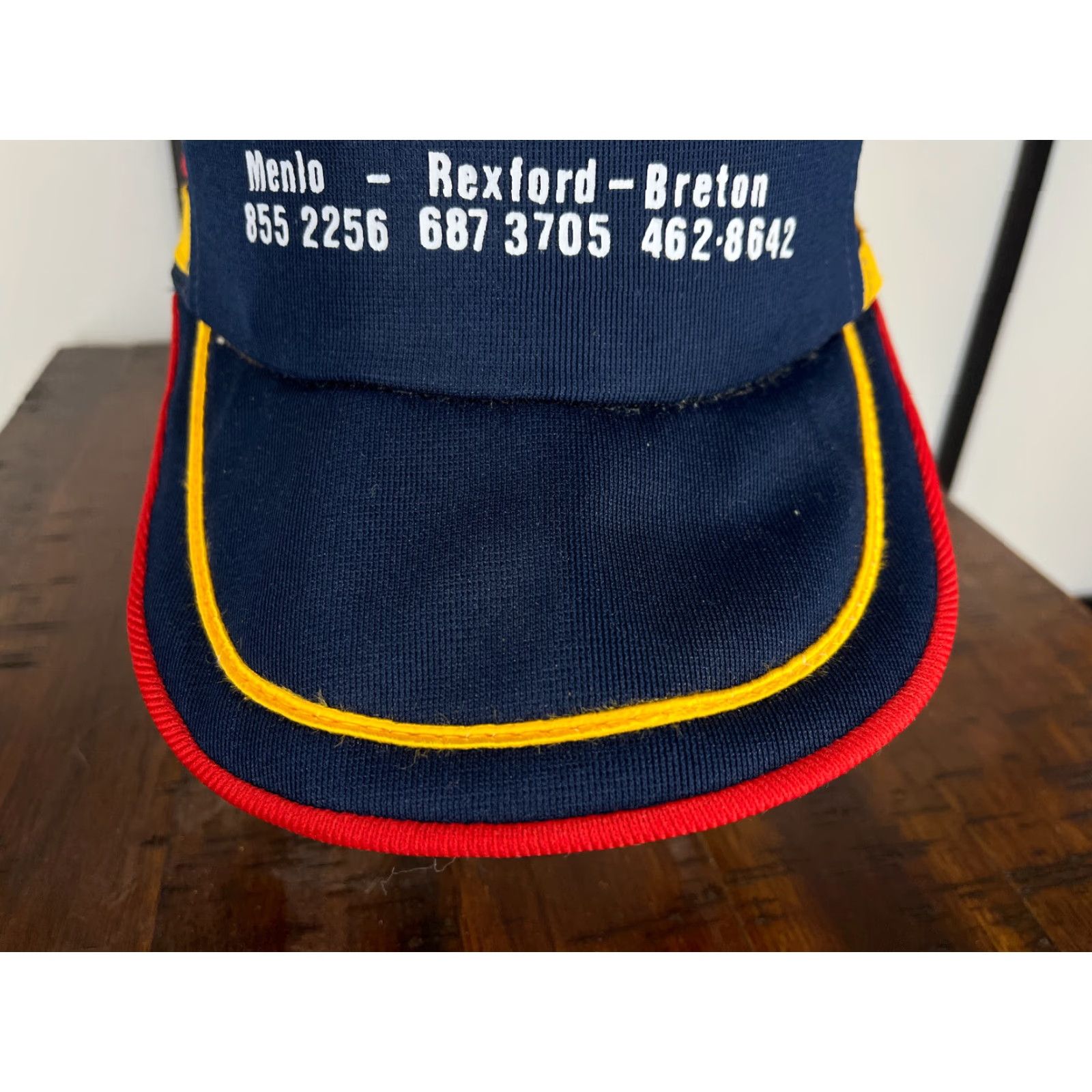 Vintage VTG Menlo Rexford Coop Hat Cap Snap Back Adult One Size Blue Red Trucker Stripe Hat Size ONE SIZE - 3 Thumbnail